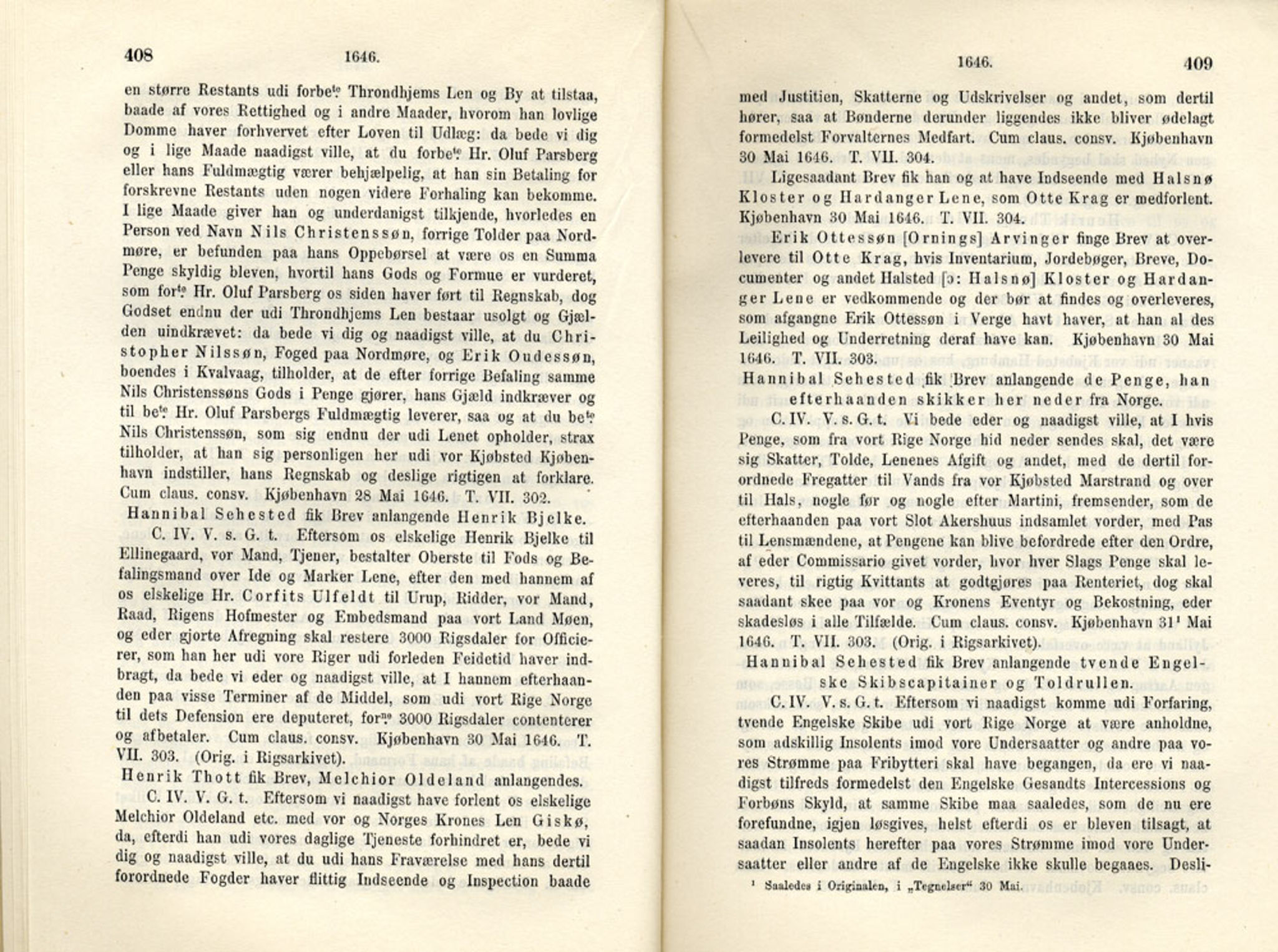 Publikasjoner utgitt av Det Norske Historiske Kildeskriftfond, PUBL/-/-/-: Norske Rigs-Registranter, bind 8, 1641-1648, s. 408-409