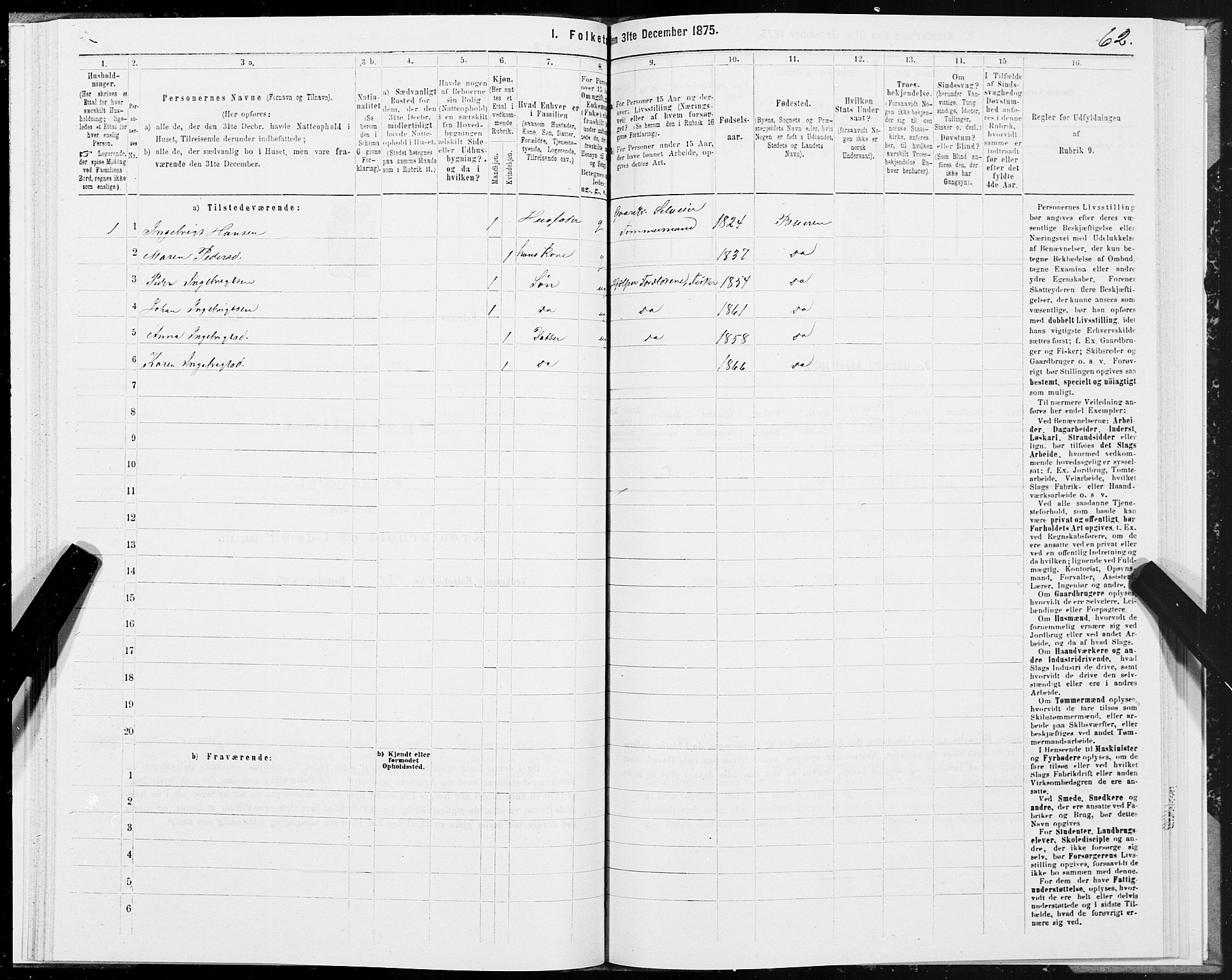 SAT, Folketelling 1875 for 1839P Beiarn prestegjeld, 1875, s. 1062