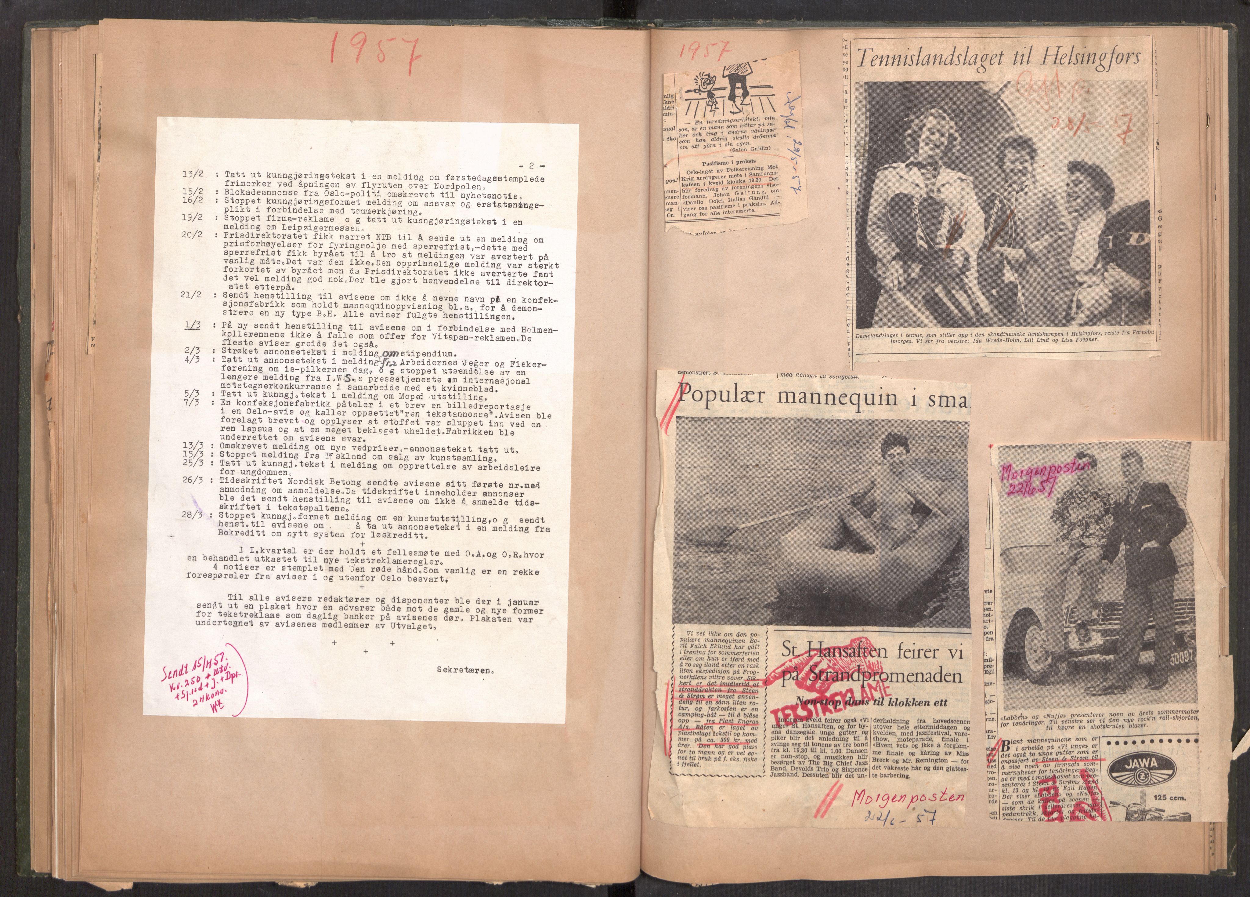 Tekstreklameutvalget, AV/RA-PA-0854/A/Aa/L0005: Kvartalsrapporter om virksomheten, 1952-1960