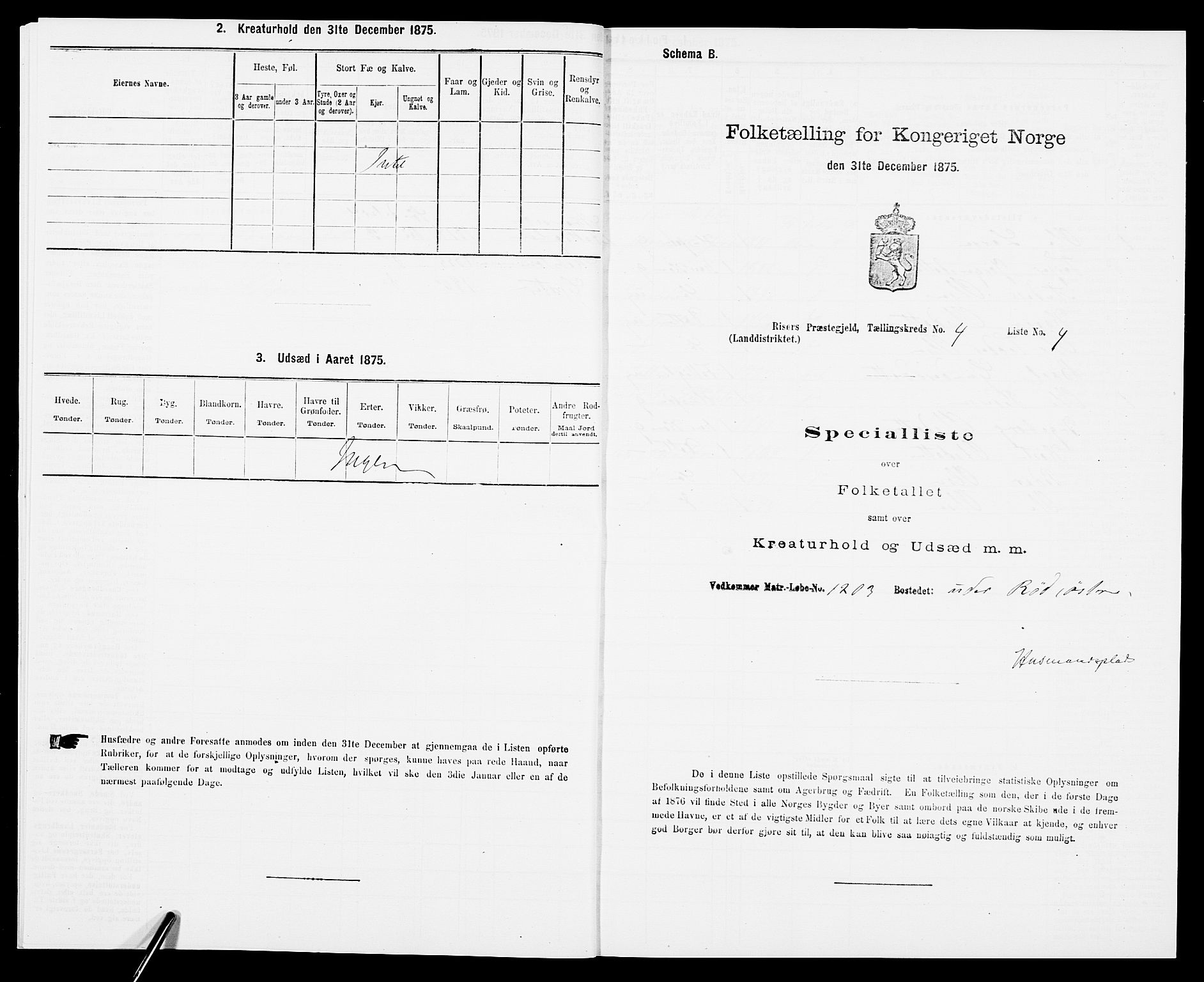 SAK, Folketelling 1875 for 0913L Risør prestegjeld, Søndeled sokn, 1875, s. 615