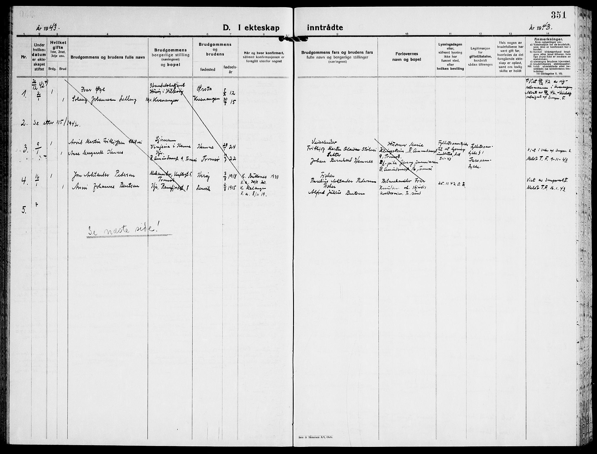 Tromsø sokneprestkontor/stiftsprosti/domprosti, SATØ/S-1343/G/Gb/L0011klokker: Klokkerbok nr. 11, 1942-1944, s. 351