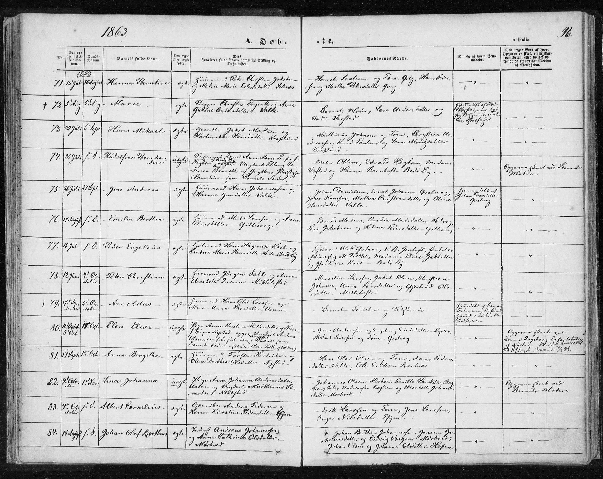 Ministerialprotokoller, klokkerbøker og fødselsregistre - Nordland, AV/SAT-A-1459/801/L0007: Ministerialbok nr. 801A07, 1845-1863, s. 96