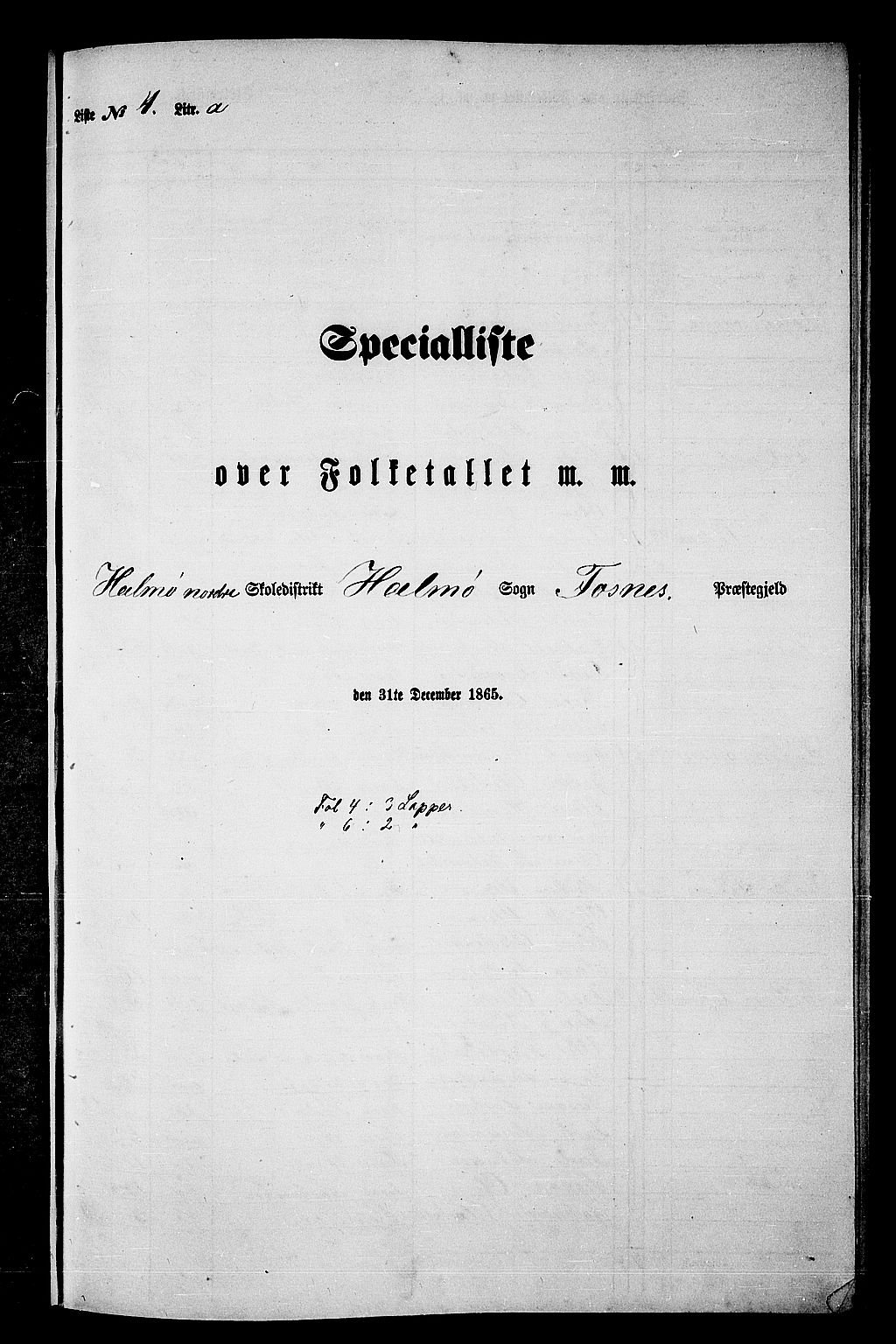 RA, Folketelling 1865 for 1748P Fosnes prestegjeld, 1865, s. 61