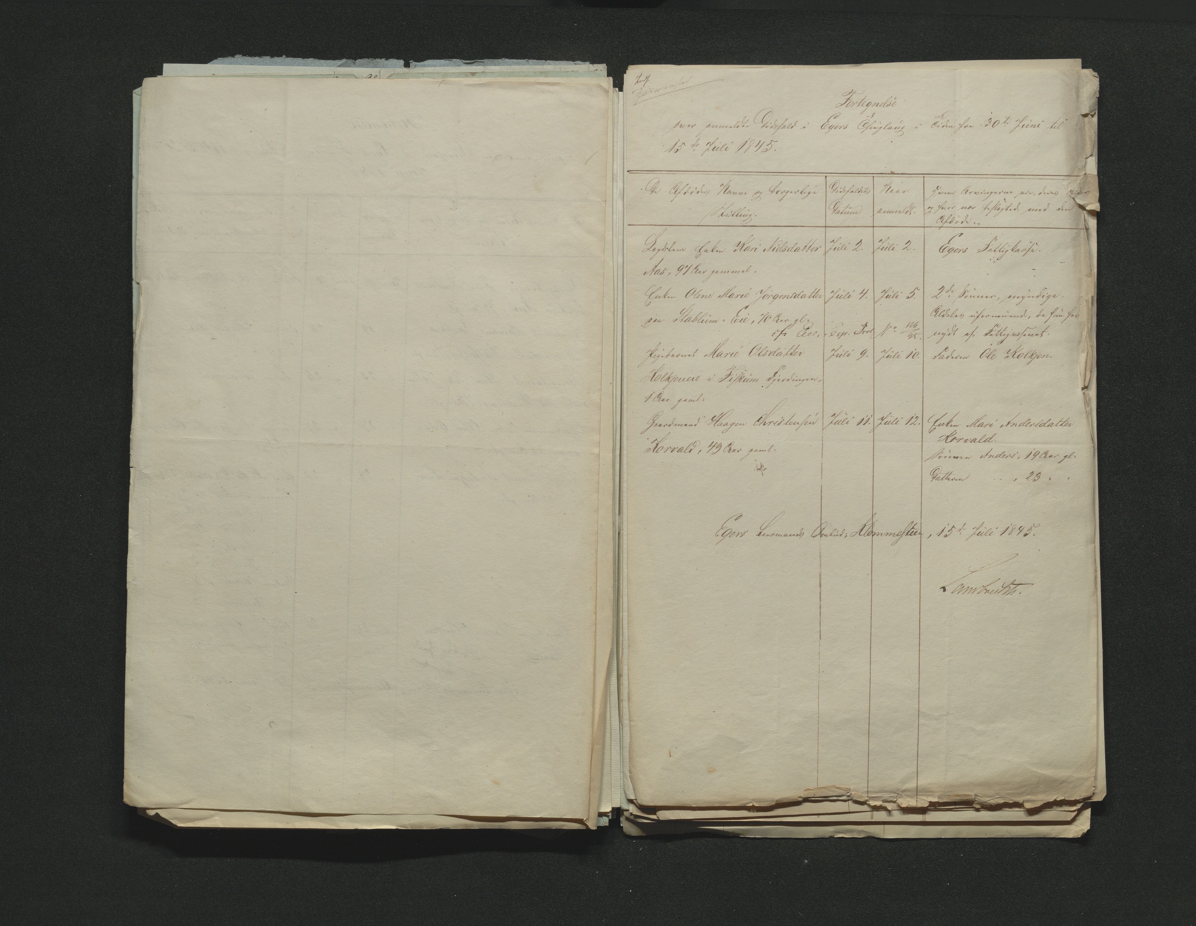 Eiker, Modum og Sigdal sorenskriveri, AV/SAKO-A-123/H/Ha/Hab/L0006: Dødsfallsmeldinger, 1841-1845