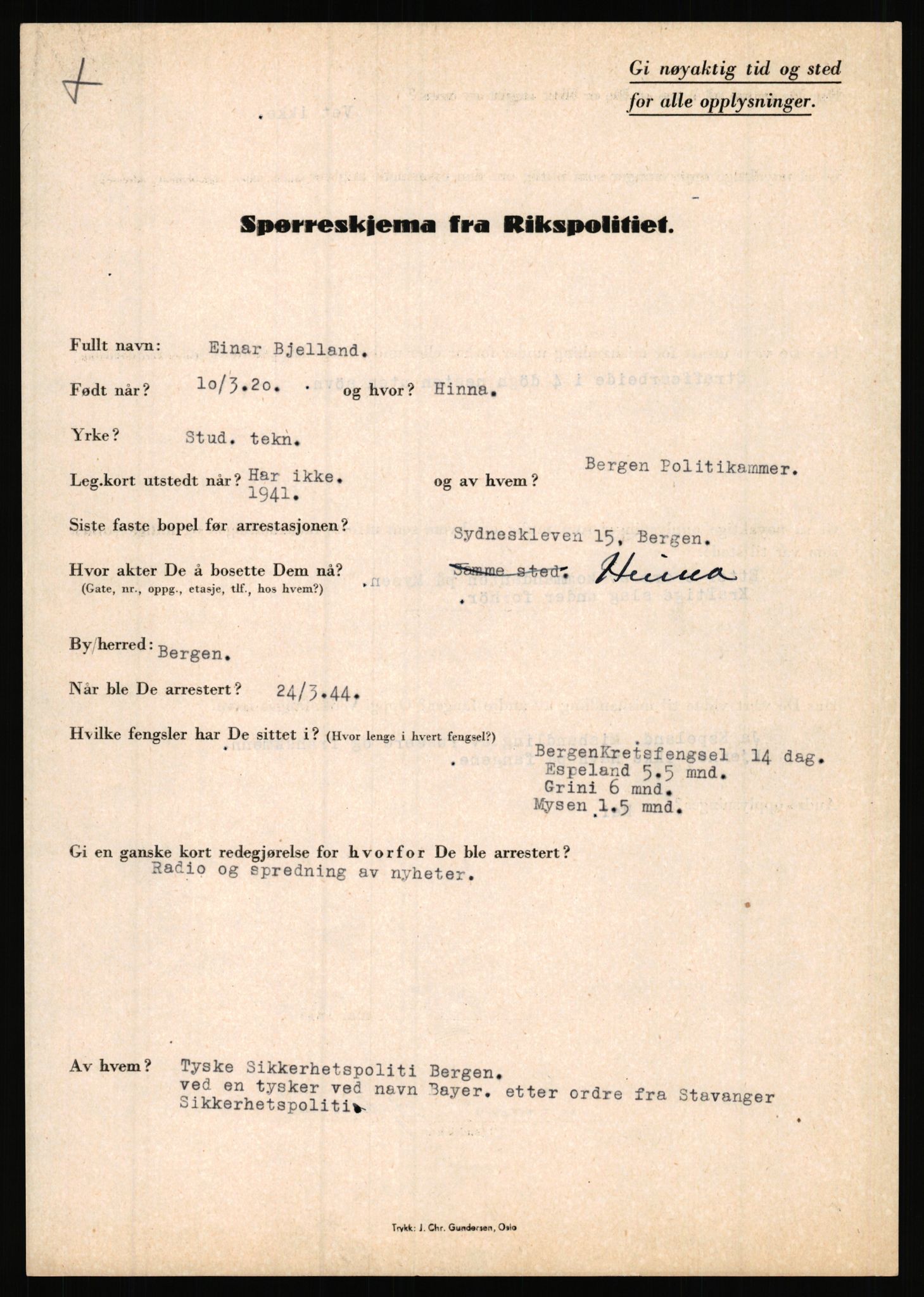 Rikspolitisjefen, AV/RA-S-1560/L/L0002: Berg, Alf - Bråthen, Thorleif, 1940-1945, s. 442