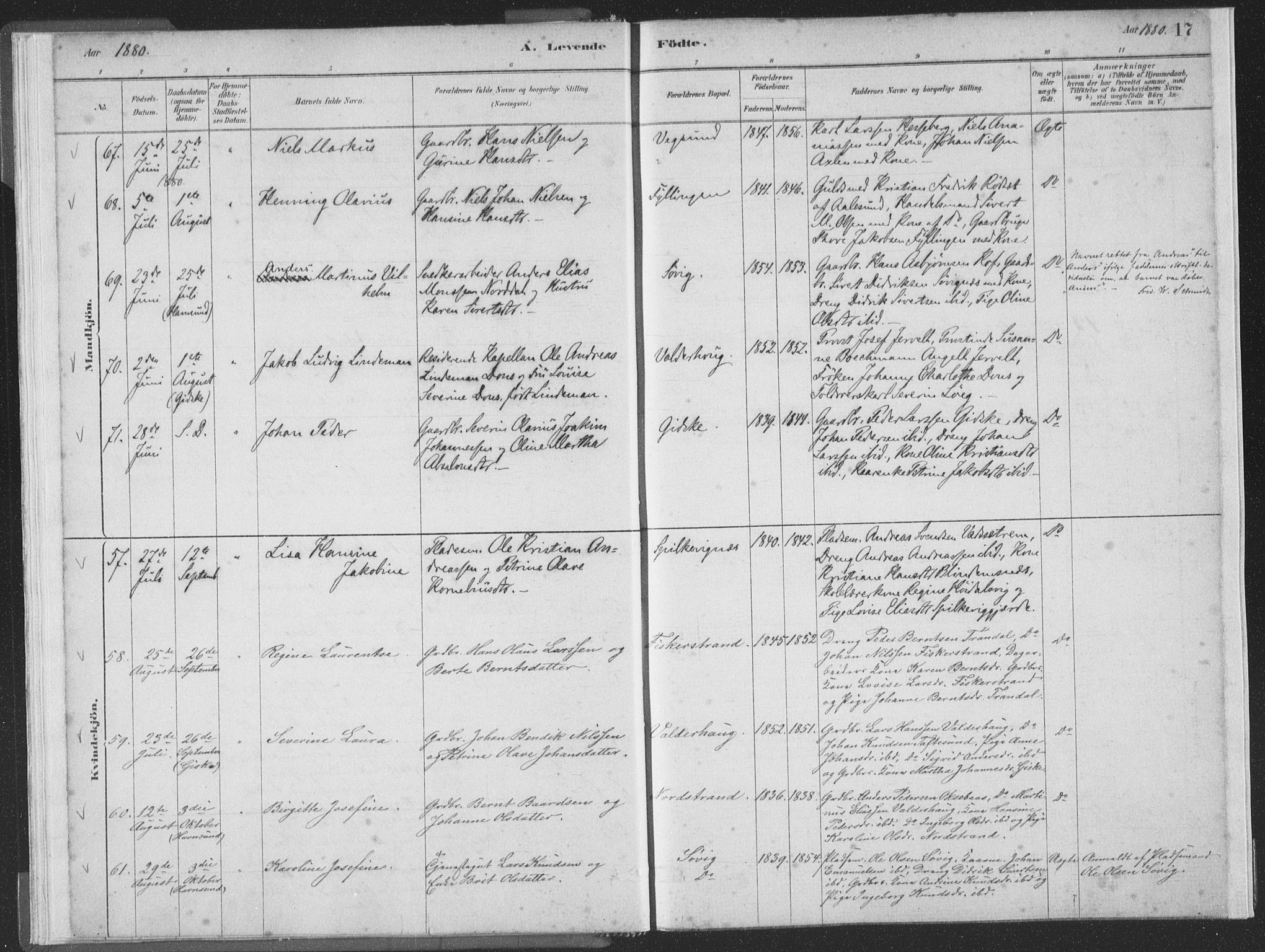 Ministerialprotokoller, klokkerbøker og fødselsregistre - Møre og Romsdal, SAT/A-1454/528/L0401: Ministerialbok nr. 528A12I, 1880-1920, s. 17