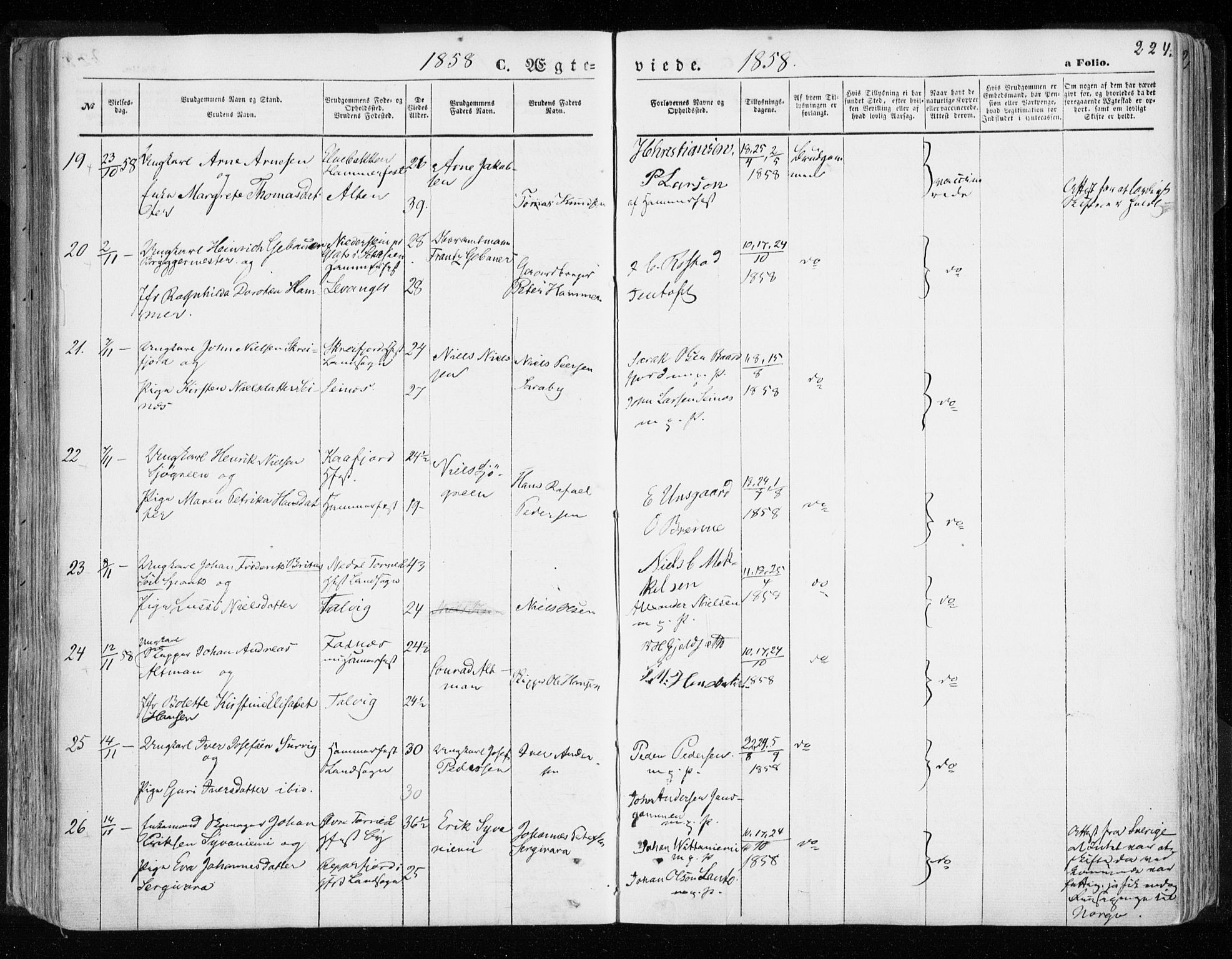 Hammerfest sokneprestkontor, SATØ/S-1347/H/Ha/L0005.kirke: Ministerialbok nr. 5, 1857-1869, s. 224