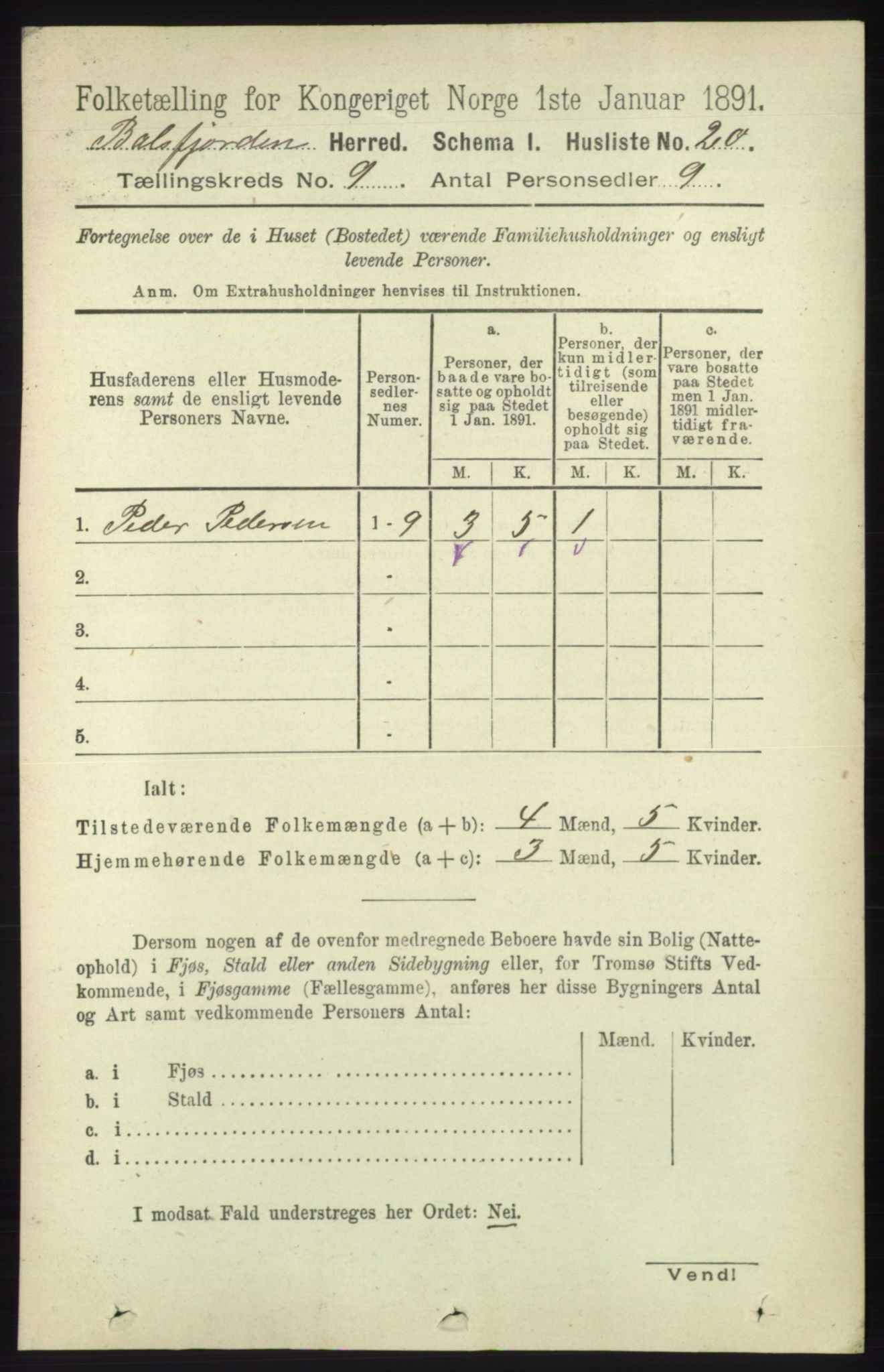 RA, Folketelling 1891 for 1933 Balsfjord herred, 1891, s. 3097