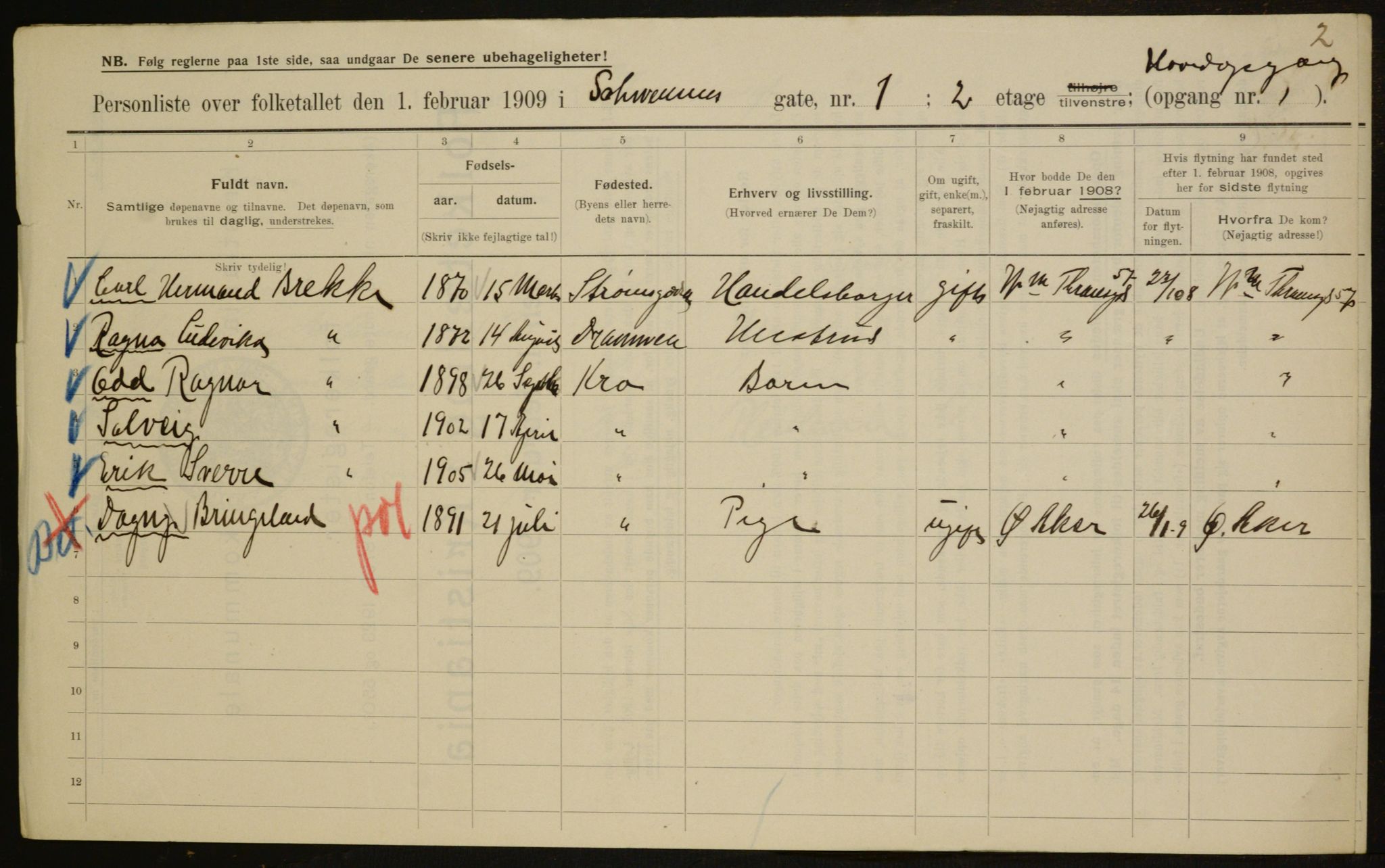 OBA, Kommunal folketelling 1.2.1909 for Kristiania kjøpstad, 1909, s. 84131