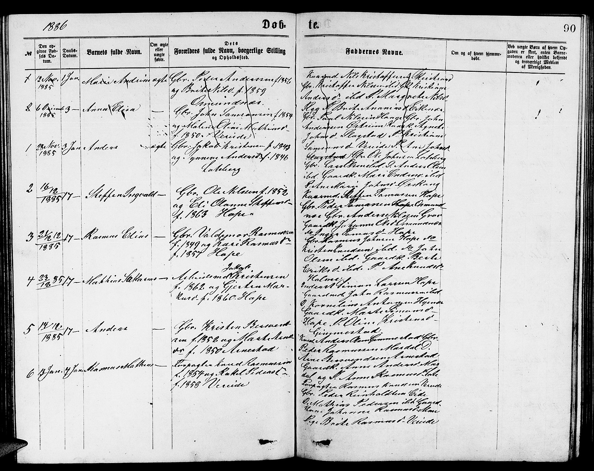 Gloppen sokneprestembete, AV/SAB-A-80101/H/Hab/Habb/L0001: Klokkerbok nr. B 1, 1872-1888, s. 90