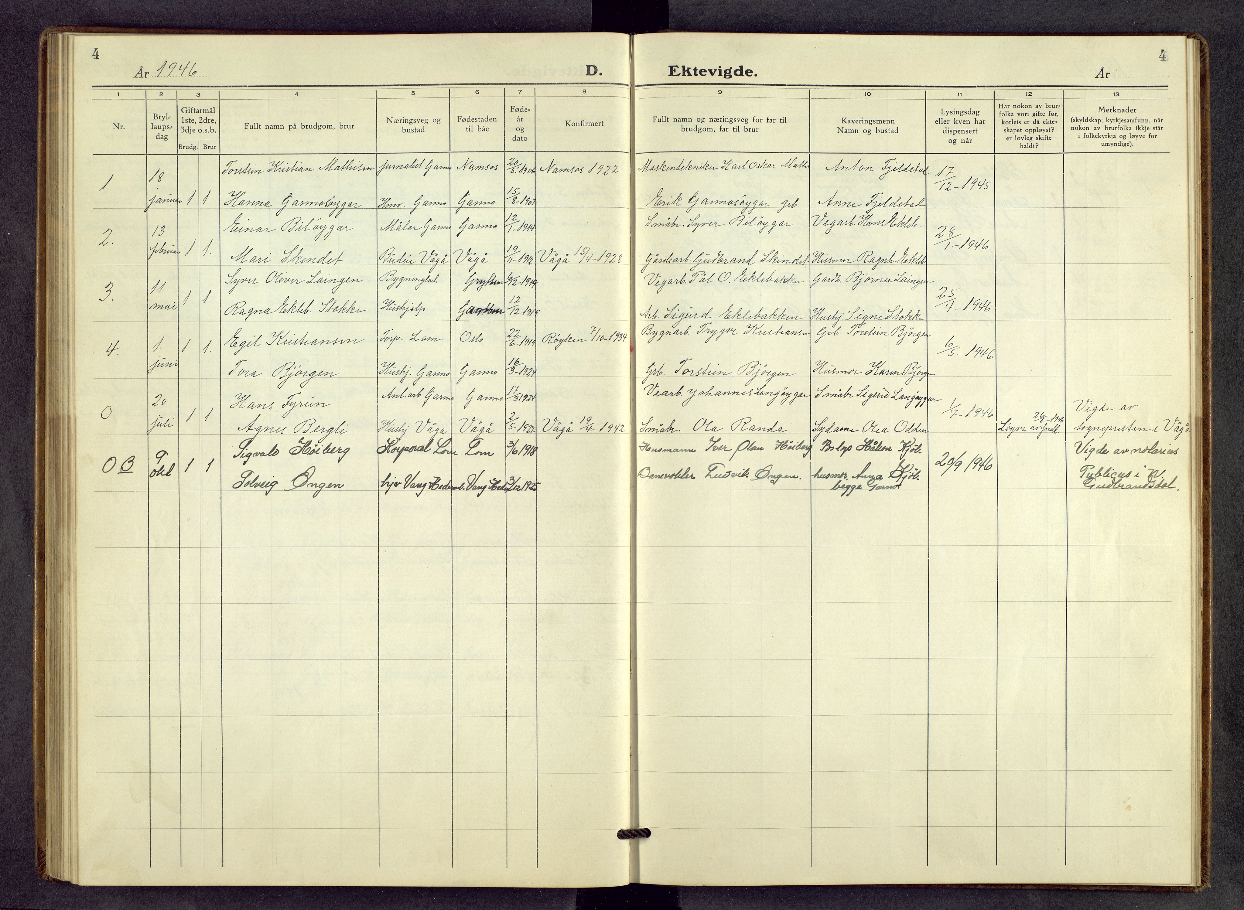 Lom prestekontor, AV/SAH-PREST-070/L/L0010: Klokkerbok nr. 10, 1940-1963, s. 4