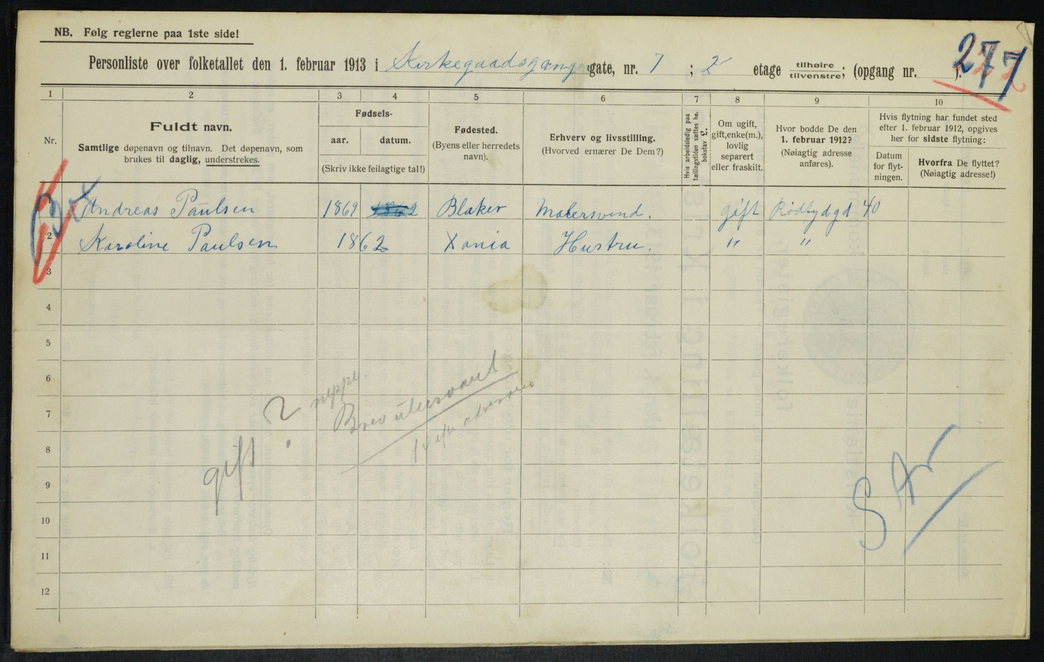 OBA, Kommunal folketelling 1.2.1913 for Kristiania, 1913, s. 49744