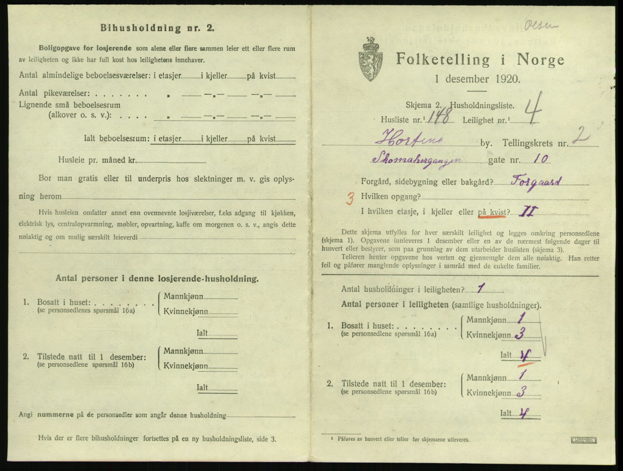SAKO, Folketelling 1920 for 0703 Horten kjøpstad, 1920, s. 3885