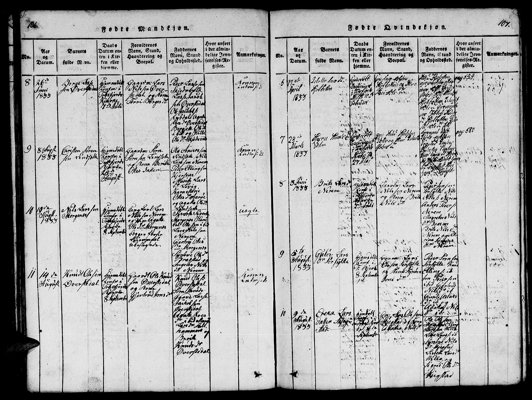 Ministerialprotokoller, klokkerbøker og fødselsregistre - Møre og Romsdal, SAT/A-1454/541/L0546: Klokkerbok nr. 541C01, 1818-1856, s. 106-107