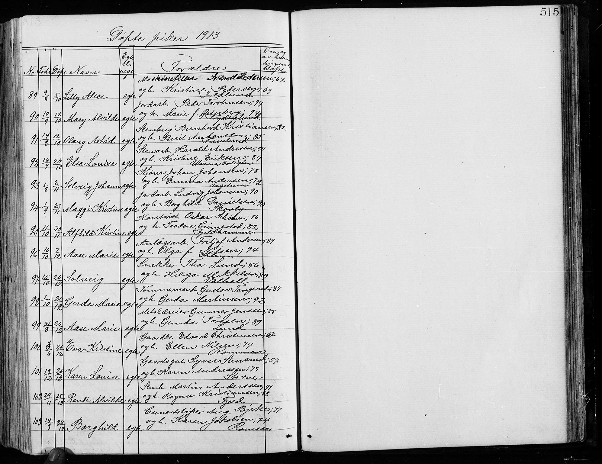 Østre Aker prestekontor Kirkebøker, SAO/A-10840/G/Ga/L0003: Klokkerbok nr. I 3, 1868-1913, s. 515