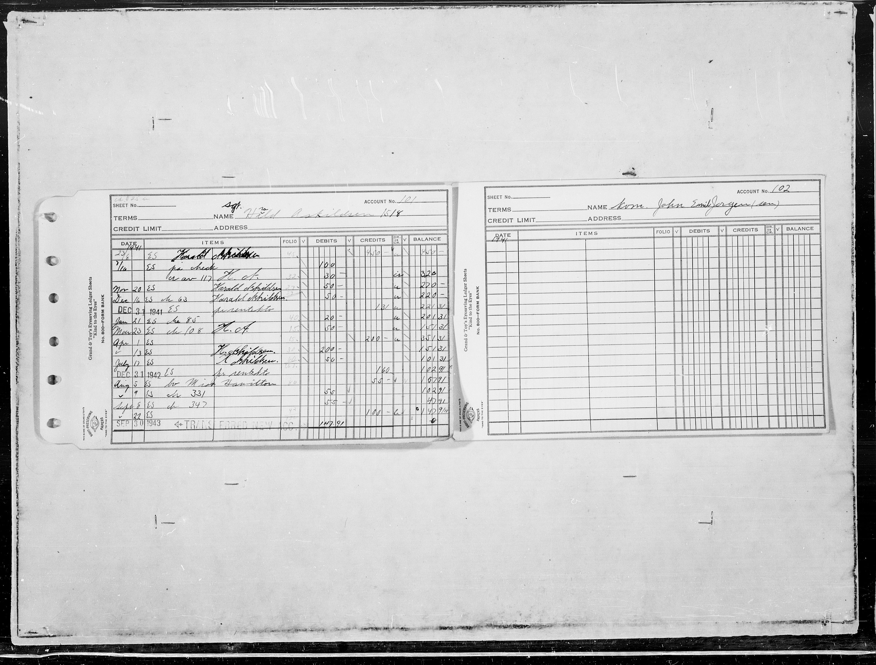 Forsvaret, Flyvåpnenes treningsleir 1940-1945, RA/RAFA-3974/V/L0022: Regnskaper.  Se "Index" for detaljert oversikt over innholdet., 1940-1945