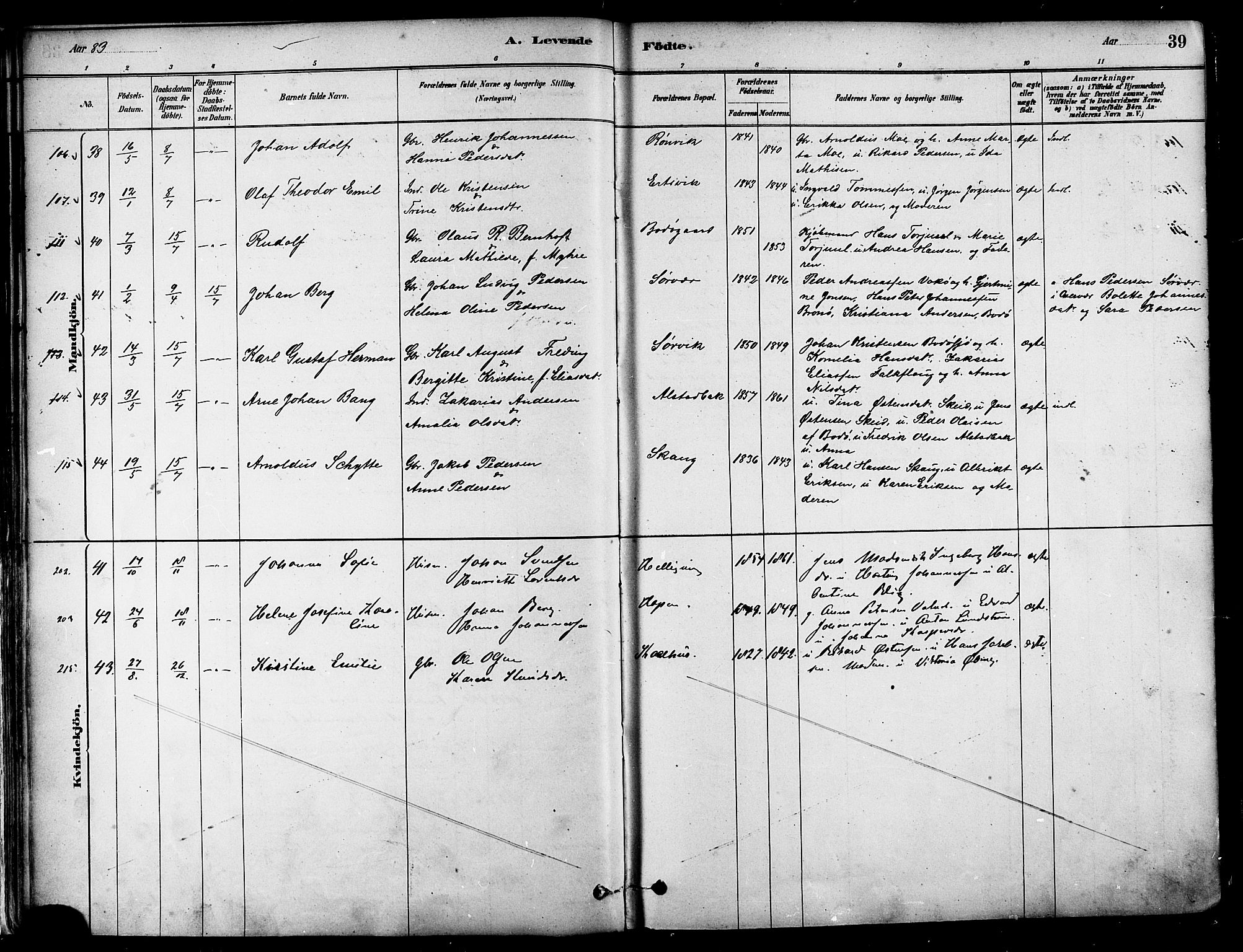 Ministerialprotokoller, klokkerbøker og fødselsregistre - Nordland, AV/SAT-A-1459/802/L0054: Ministerialbok nr. 802A01, 1879-1893, s. 39