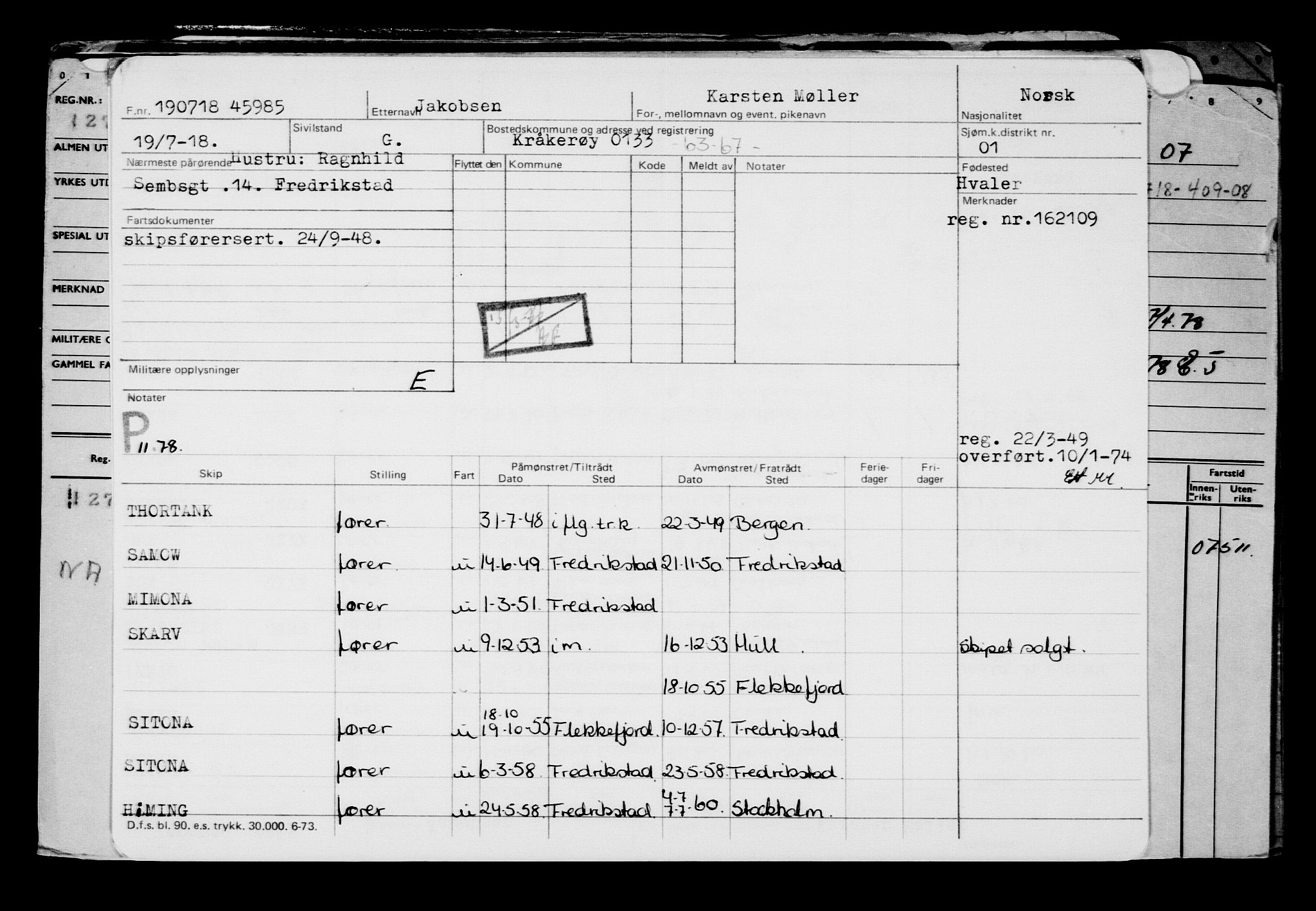 Direktoratet for sjømenn, AV/RA-S-3545/G/Gb/L0160: Hovedkort, 1918, s. 385