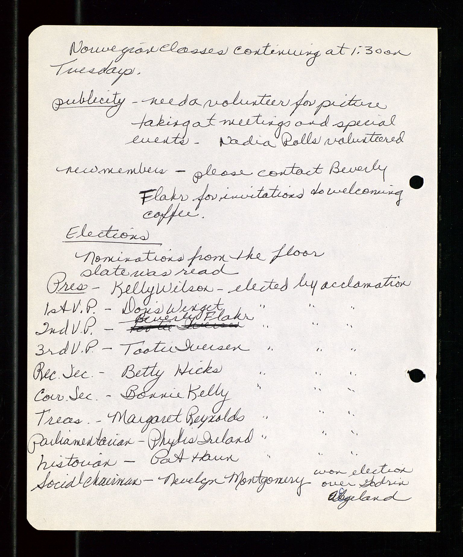 PA 1547 - Petroleum Wives Club, AV/SAST-A-101974/A/Aa/L0001: Board and General Meeting, 1970-1983