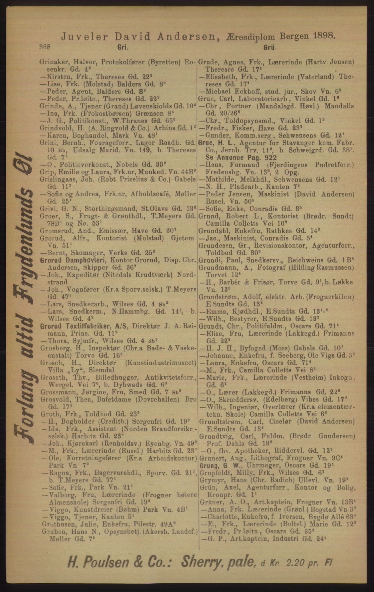 Kristiania/Oslo adressebok, PUBL/-, 1906, s. 368