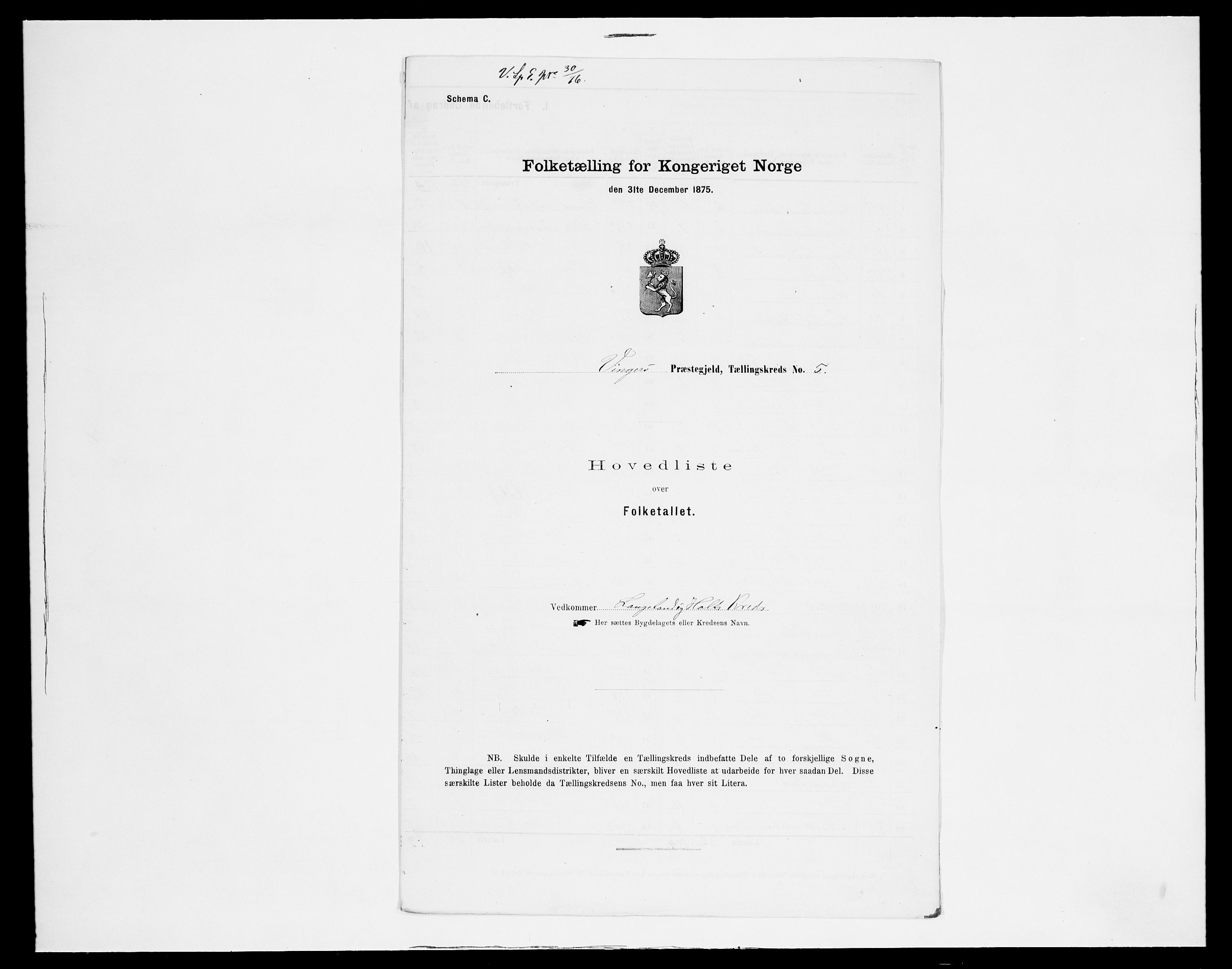 SAH, Folketelling 1875 for 0421L Vinger prestegjeld, Vinger sokn og Austmarka sokn, 1875, s. 30