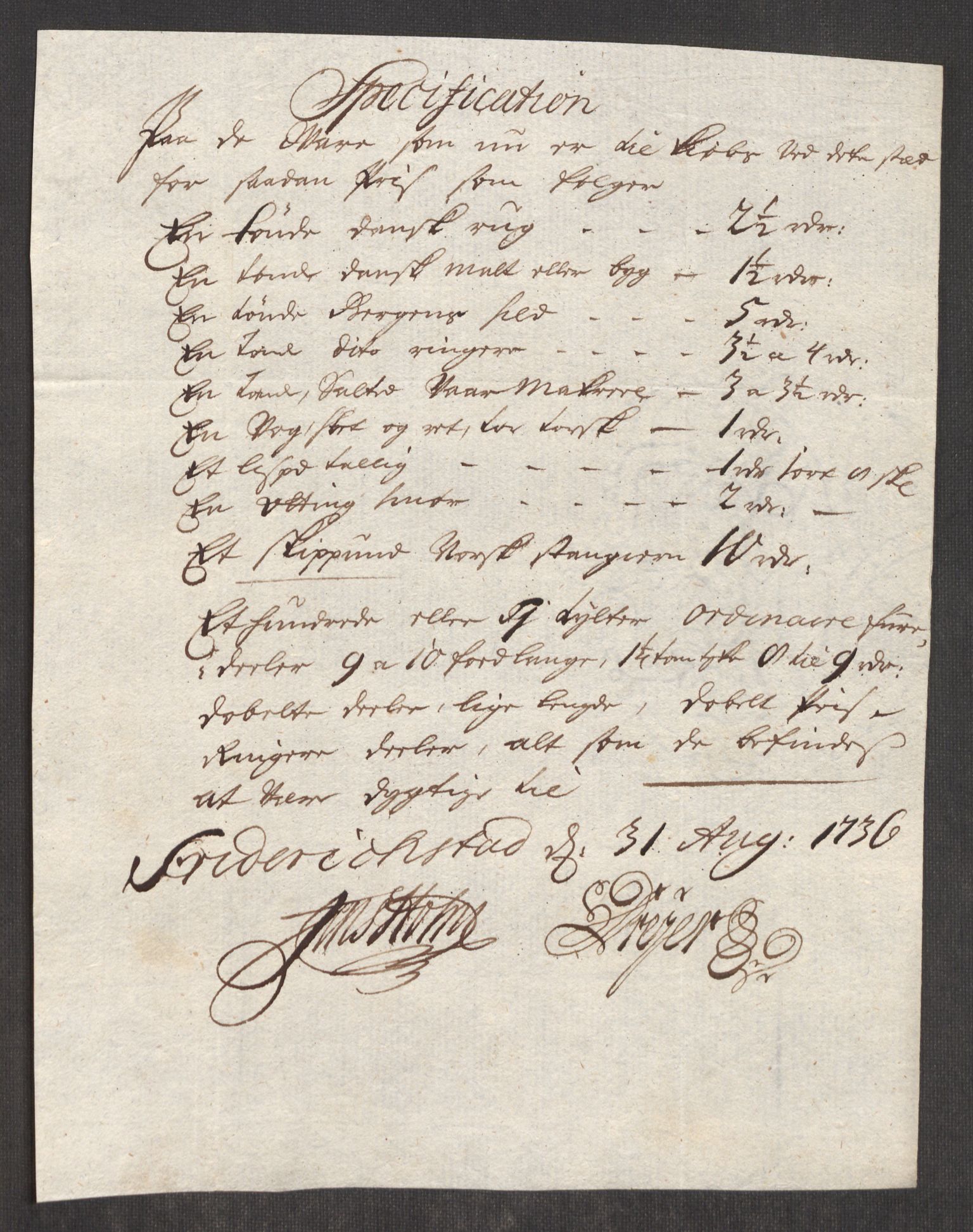 Rentekammeret inntil 1814, Realistisk ordnet avdeling, AV/RA-EA-4070/Oe/L0001: [Ø1]: Priskuranter, 1712-1739, s. 335