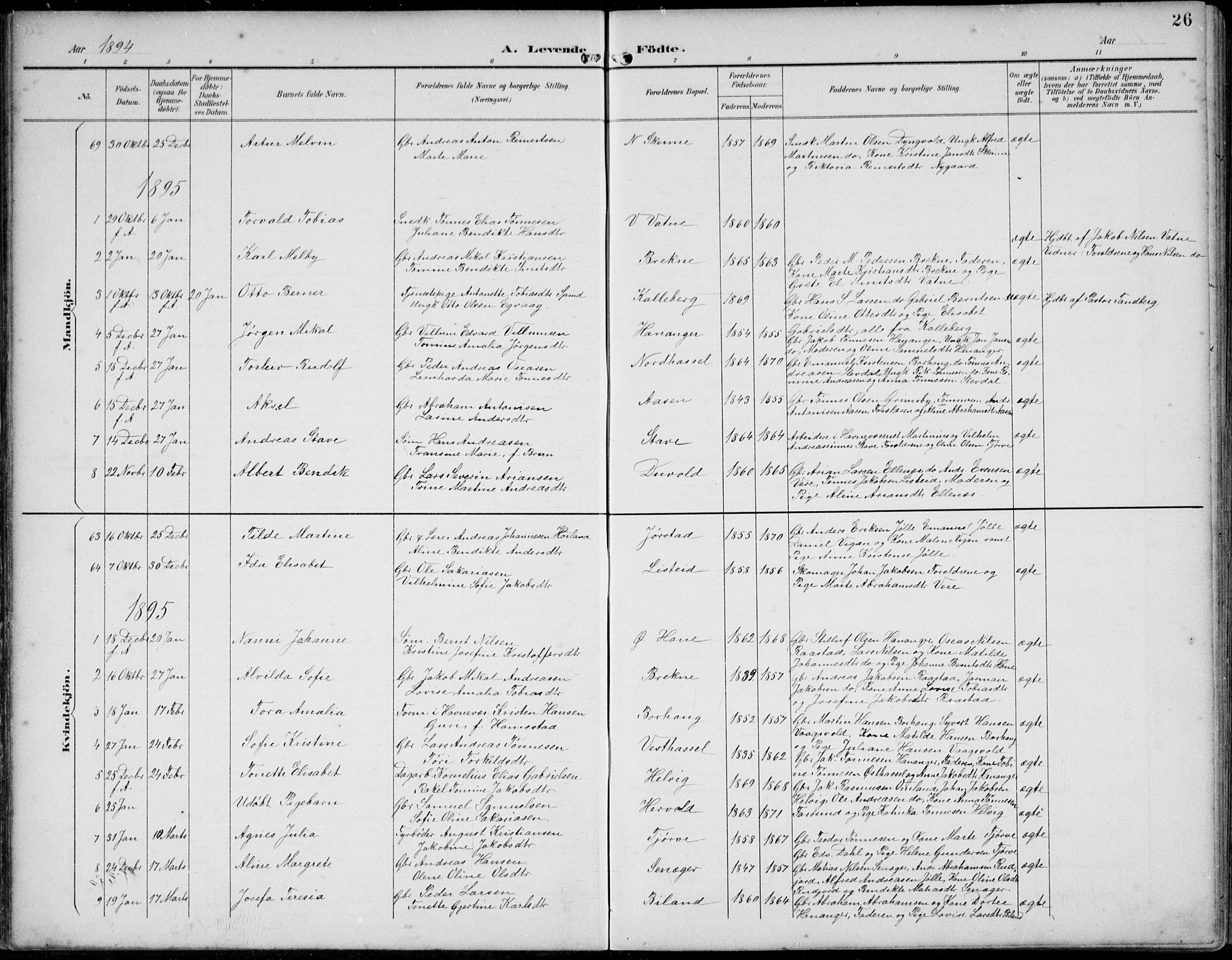 Lista sokneprestkontor, SAK/1111-0027/F/Fb/L0005: Klokkerbok nr. B 5, 1892-1923, s. 26