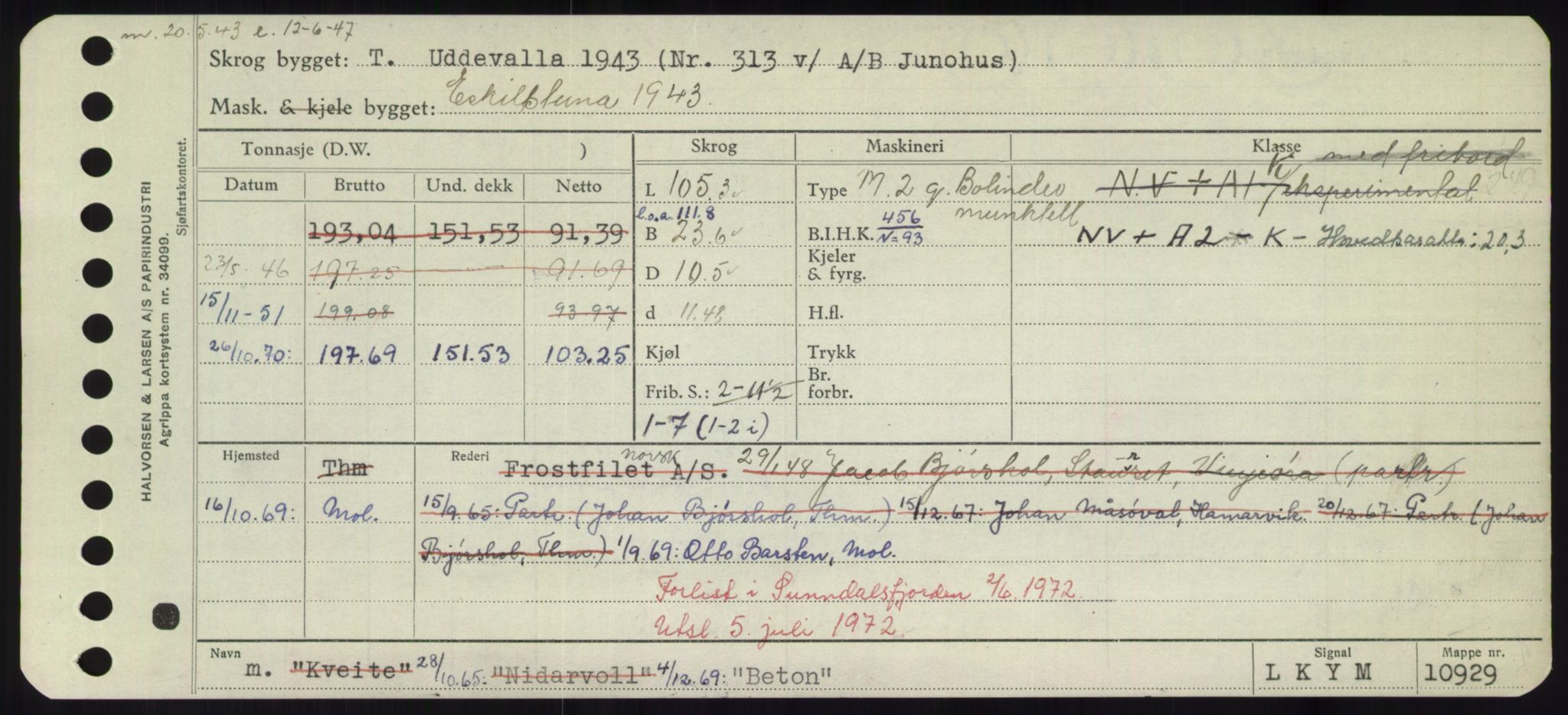 Sjøfartsdirektoratet med forløpere, Skipsmålingen, AV/RA-S-1627/H/Hd/L0003: Fartøy, B-Bev, s. 963