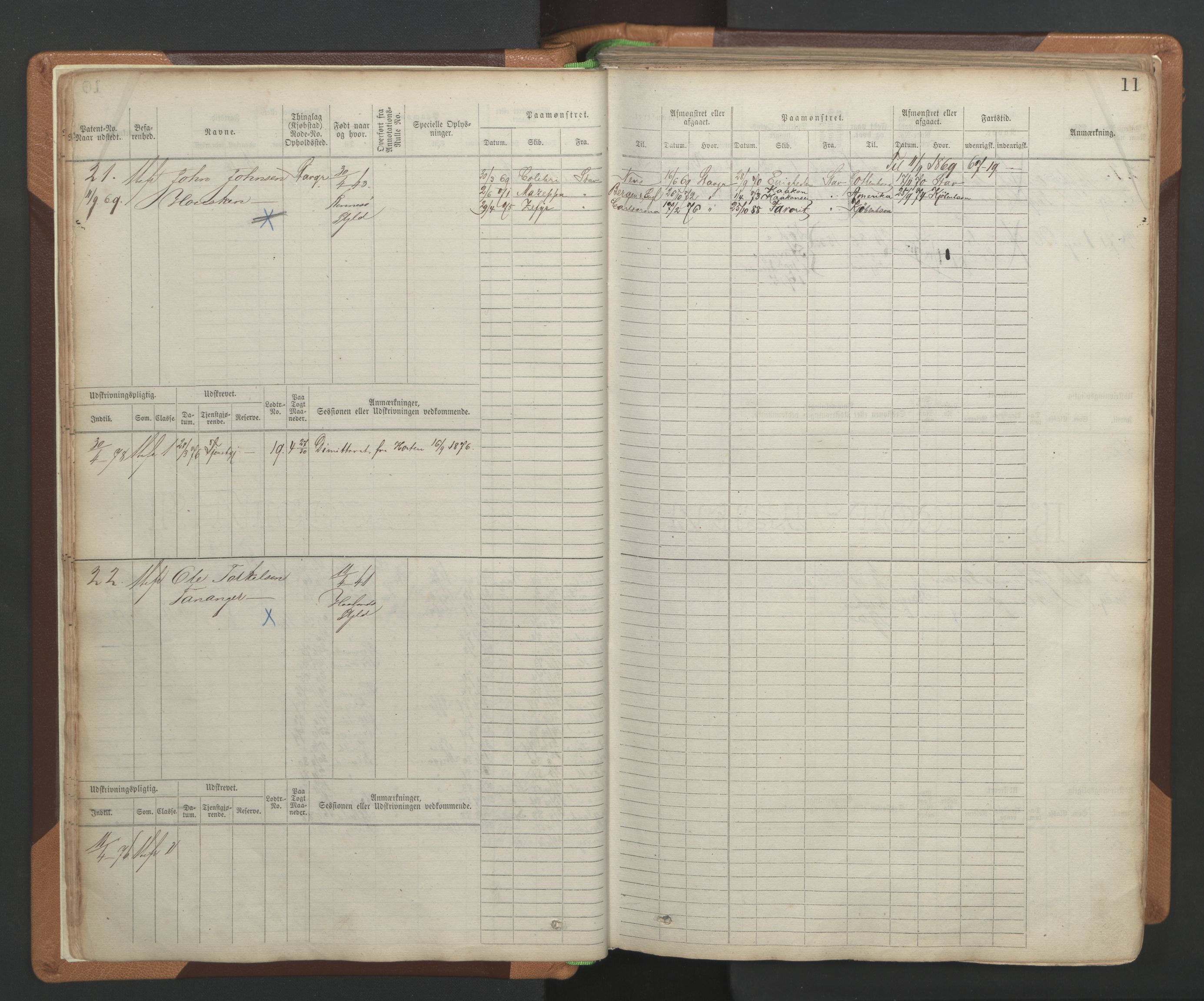 Stavanger sjømannskontor, AV/SAST-A-102006/F/Fb/Fbb/L0004: Sjøfartshovedrulle, patentnr. 1-792 (del 1), 1869-1880, s. 14