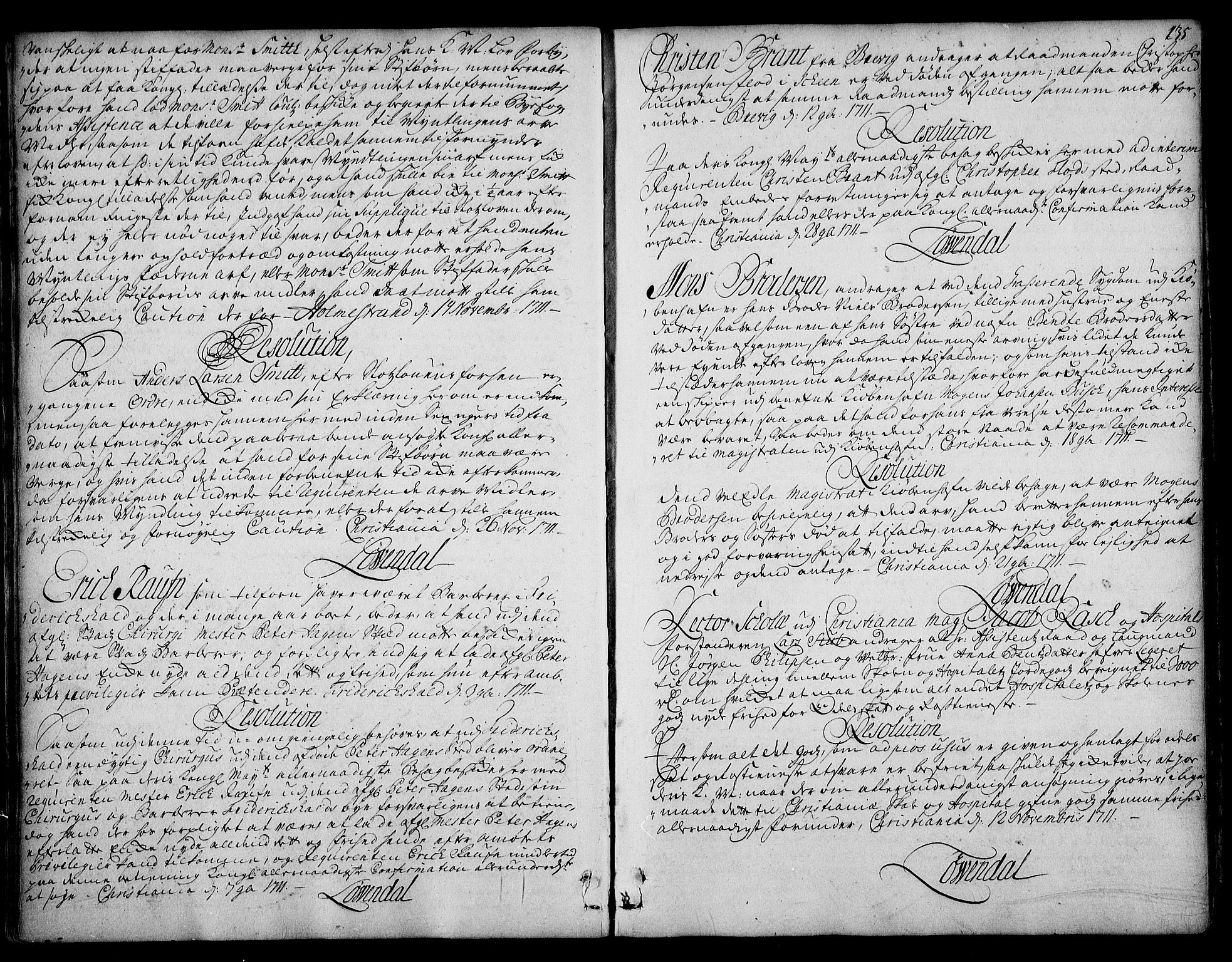 Stattholderembetet 1572-1771, AV/RA-EA-2870/Ad/L0007: Supplikasjons- og resolusjonsprotokoll, 1706-1712, s. 134b-135a