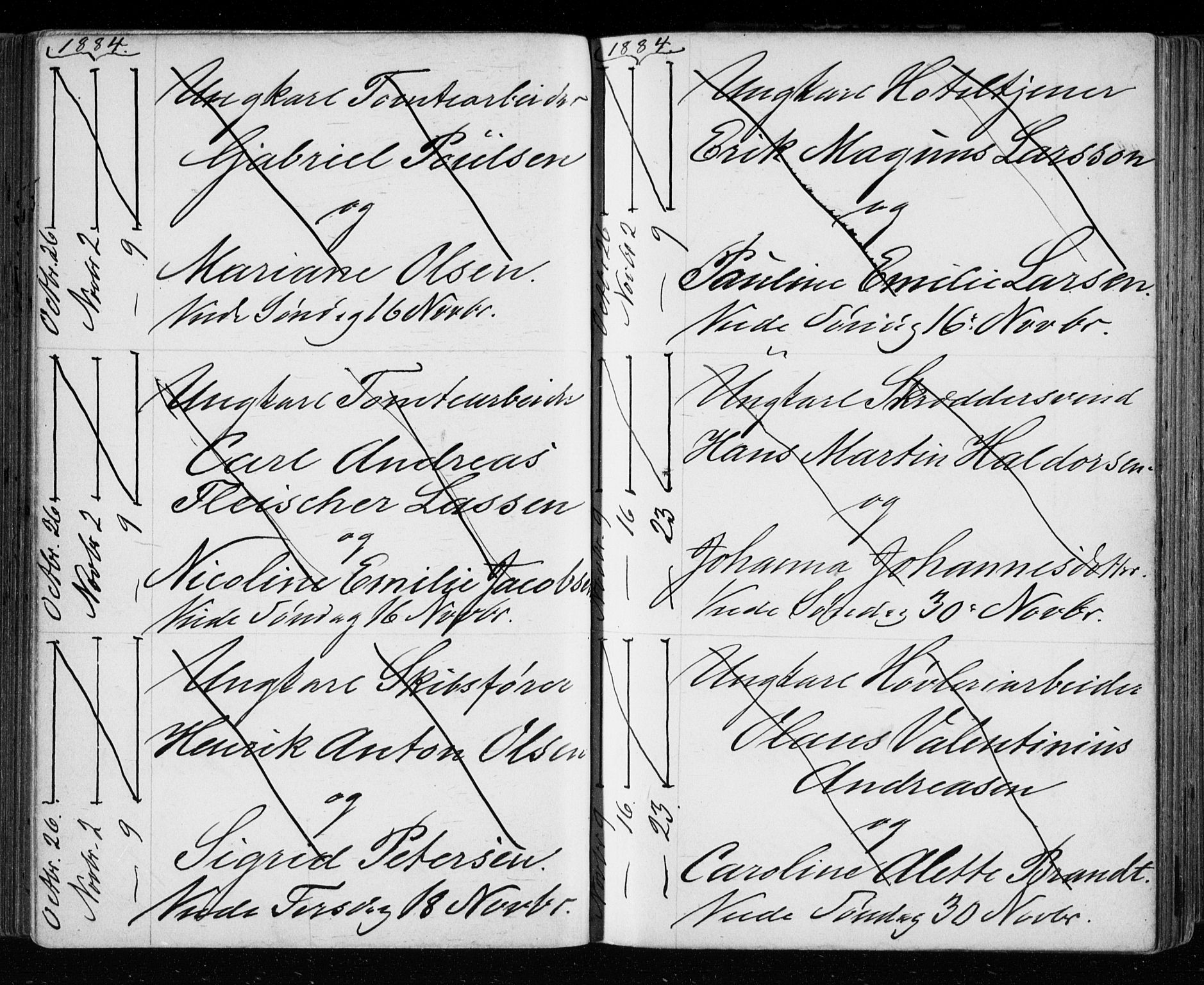 Bragernes kirkebøker, AV/SAKO-A-6/H/Ha/L0006: Lysningsprotokoll nr. 6, 1873-1896