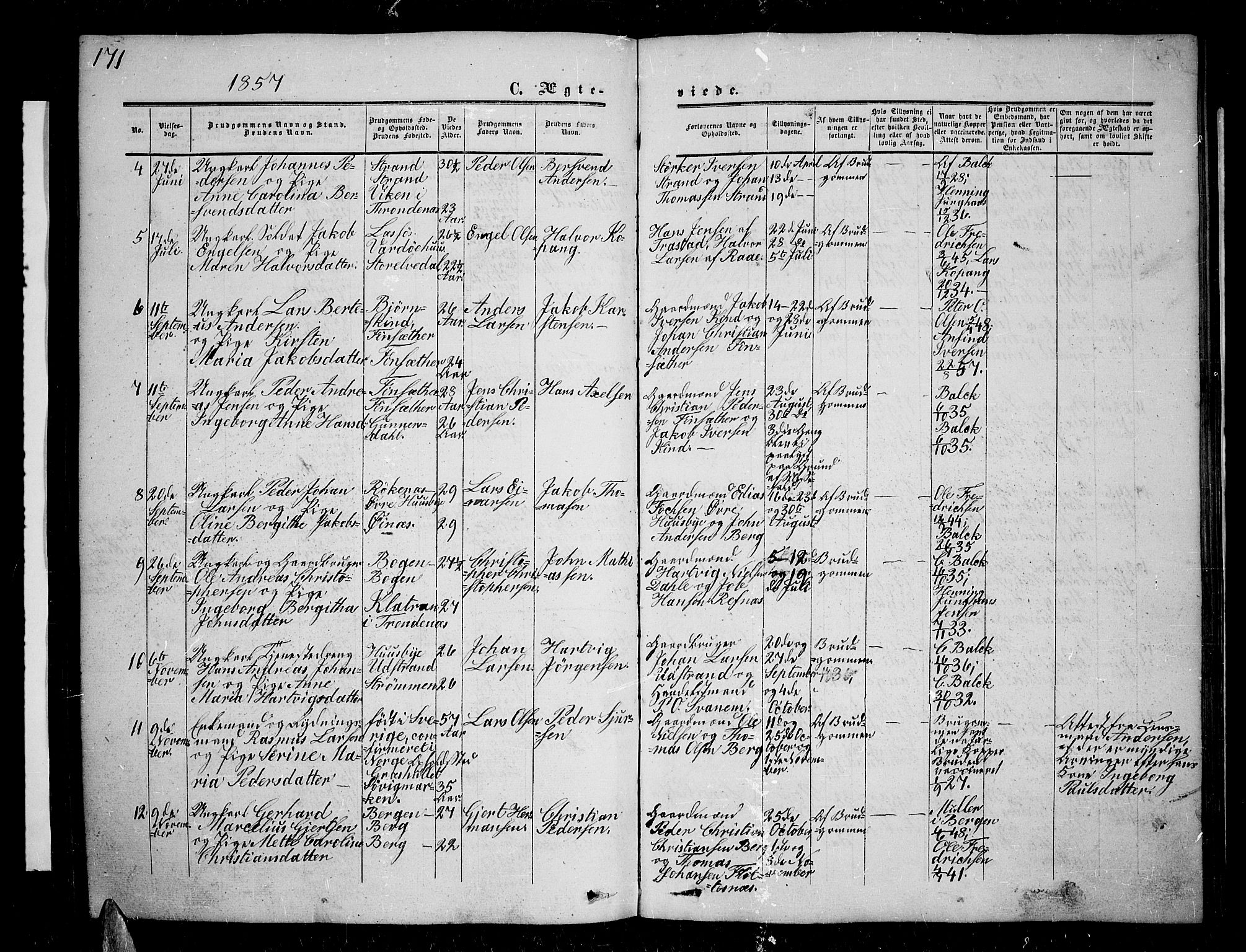 Kvæfjord sokneprestkontor, AV/SATØ-S-1323/G/Ga/Gab/L0003klokker: Klokkerbok nr. 3, 1856-1870, s. 171