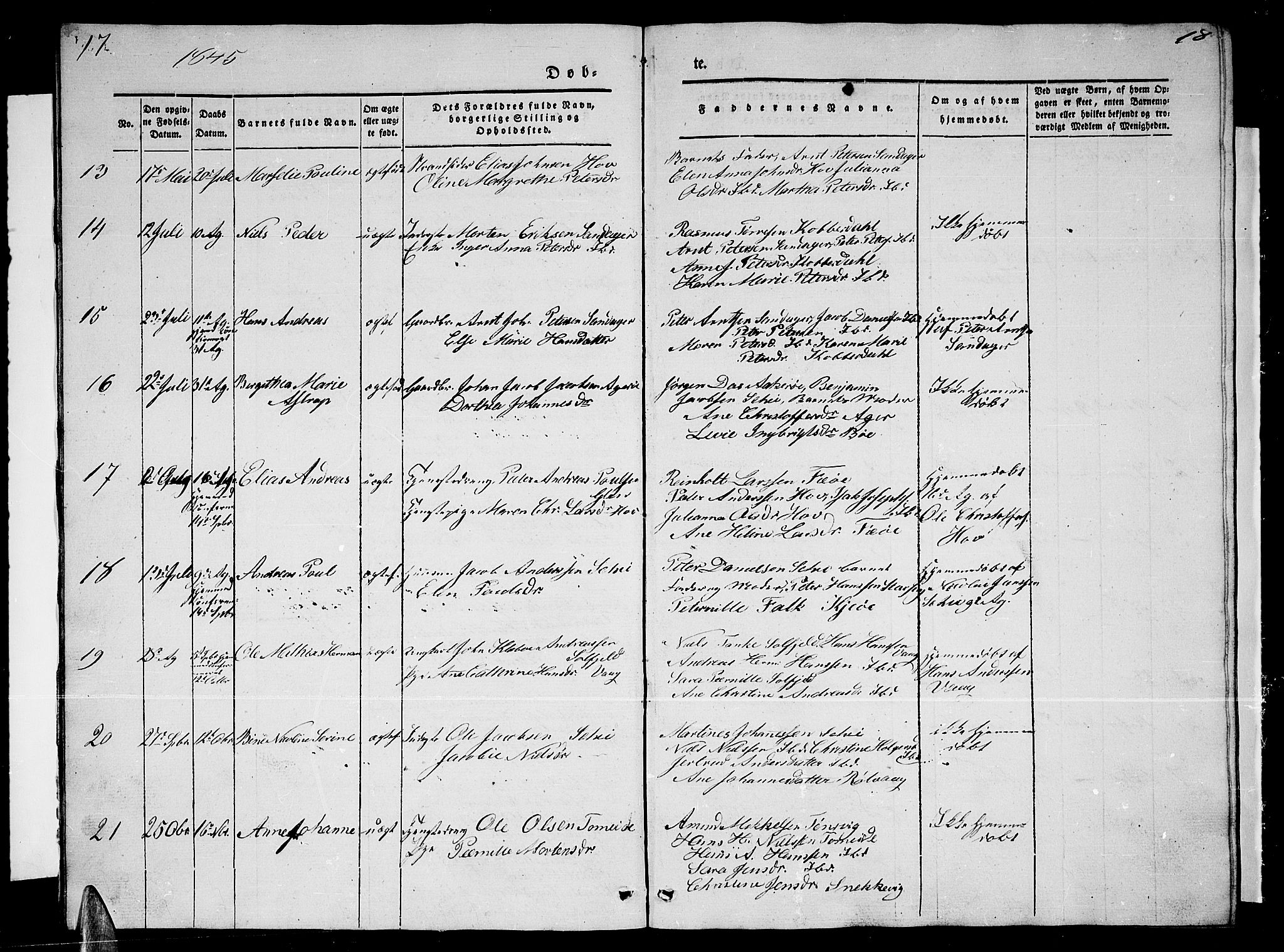 Ministerialprotokoller, klokkerbøker og fødselsregistre - Nordland, AV/SAT-A-1459/835/L0530: Klokkerbok nr. 835C02, 1842-1865, s. 17-18