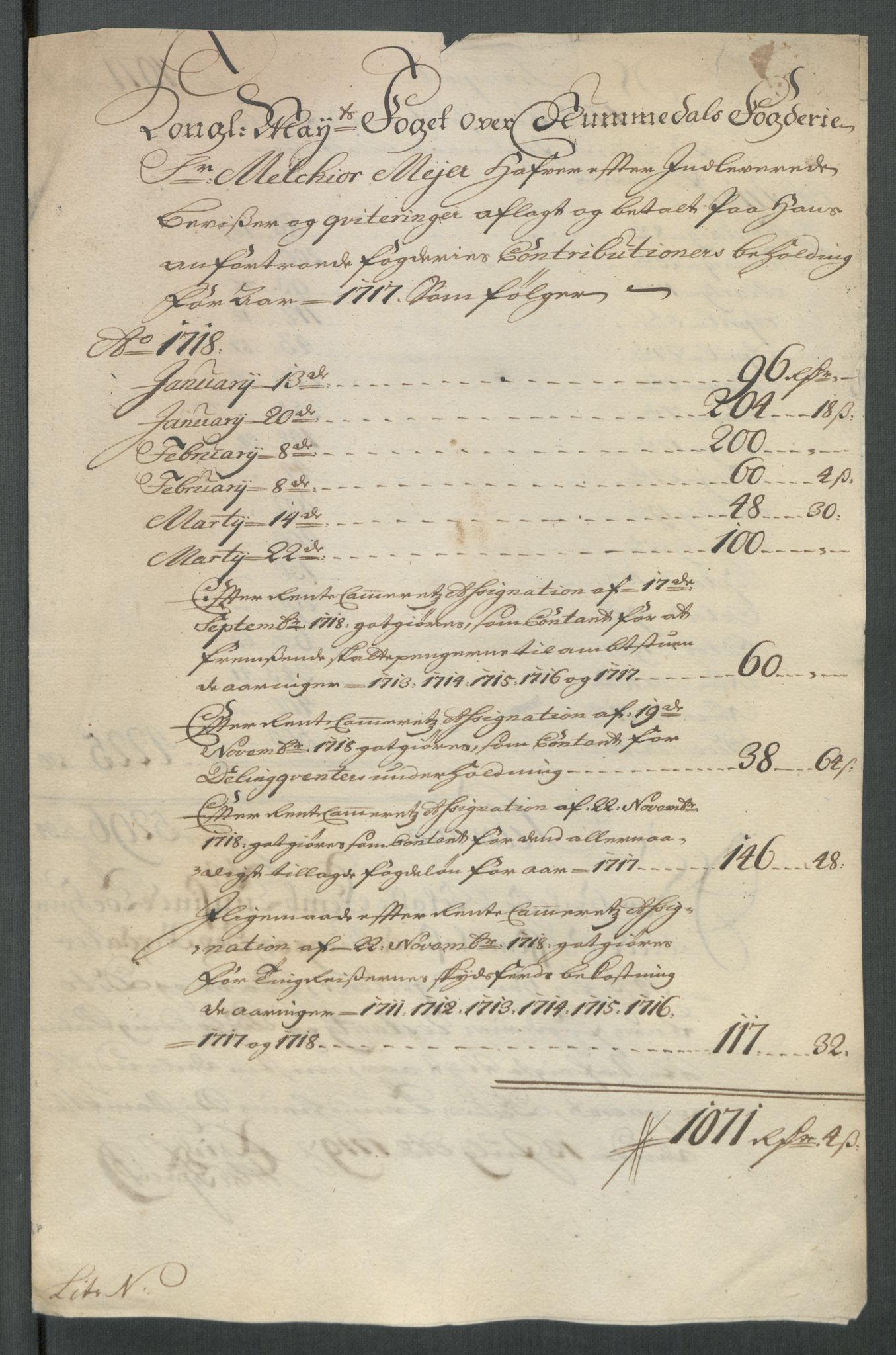 Rentekammeret inntil 1814, Reviderte regnskaper, Fogderegnskap, RA/EA-4092/R64/L4439: Fogderegnskap Namdal, 1718, s. 245