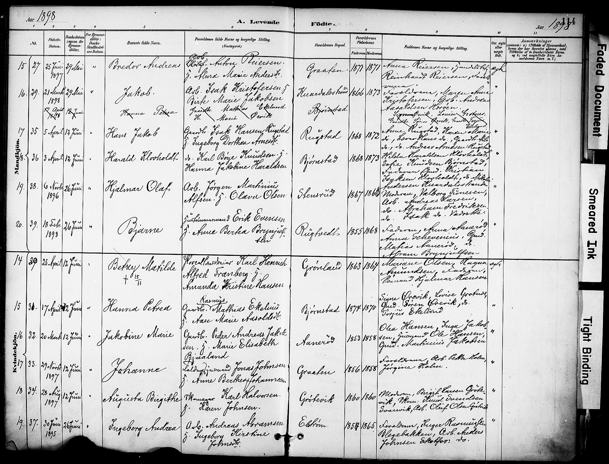 Solum kirkebøker, AV/SAKO-A-306/F/Fa/L0010: Ministerialbok nr. I 10, 1888-1898, s. 114