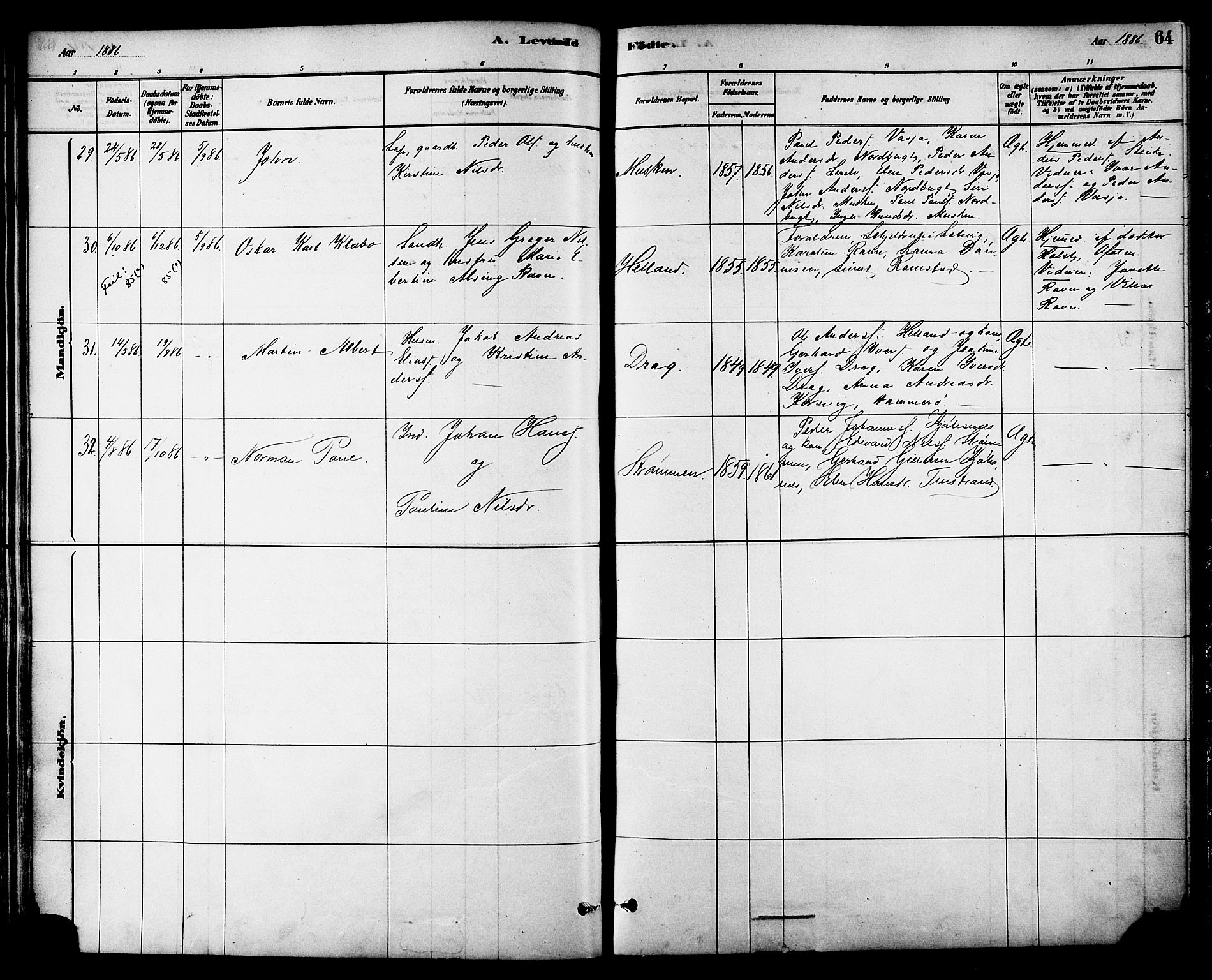 Ministerialprotokoller, klokkerbøker og fødselsregistre - Nordland, AV/SAT-A-1459/861/L0868: Ministerialbok nr. 861A03, 1879-1889, s. 64