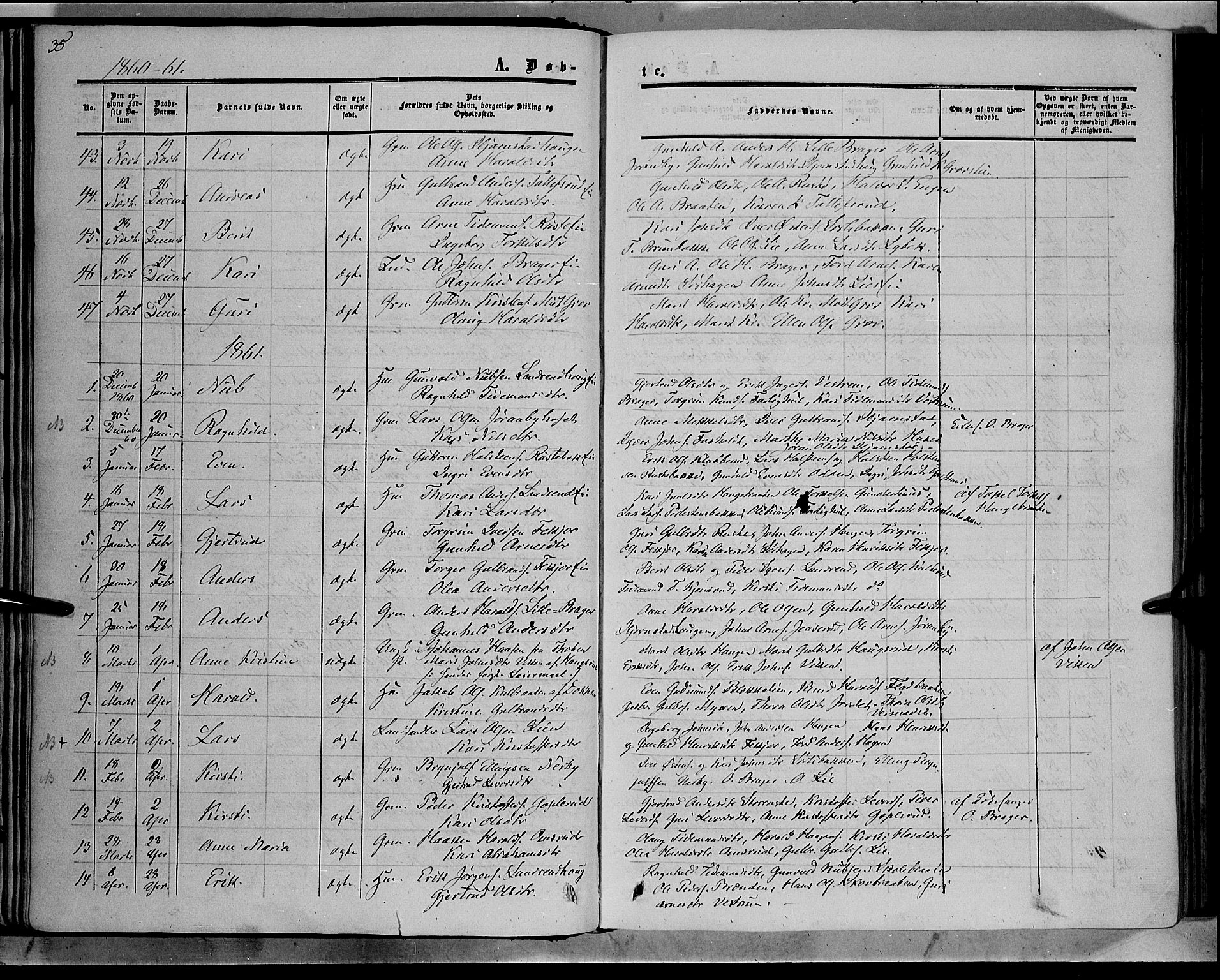 Sør-Aurdal prestekontor, AV/SAH-PREST-128/H/Ha/Haa/L0007: Ministerialbok nr. 7, 1849-1876, s. 35