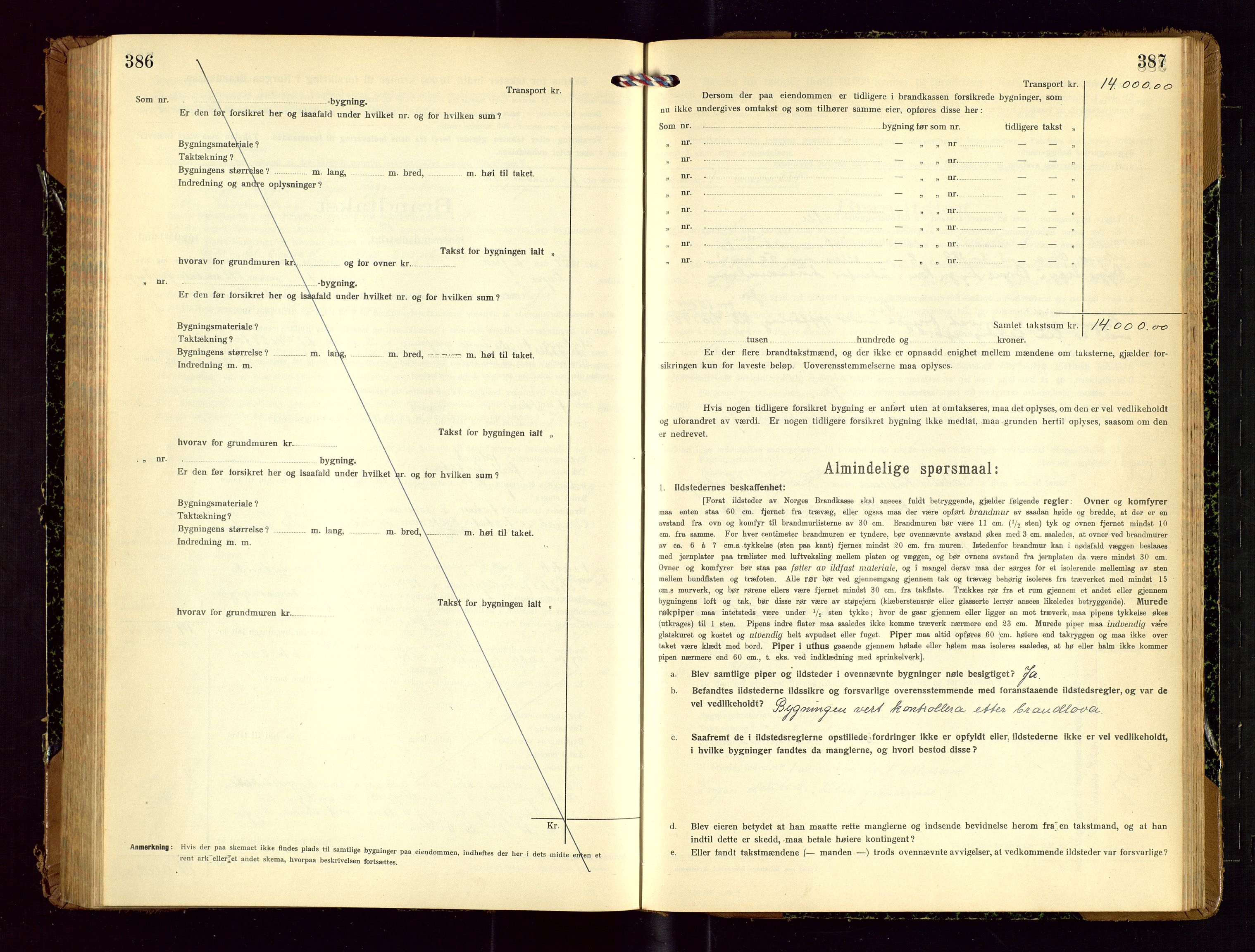Time lensmannskontor, SAST/A-100420/Gob/L0002: Branntakstprotokoll, 1919-1952, s. 386-387
