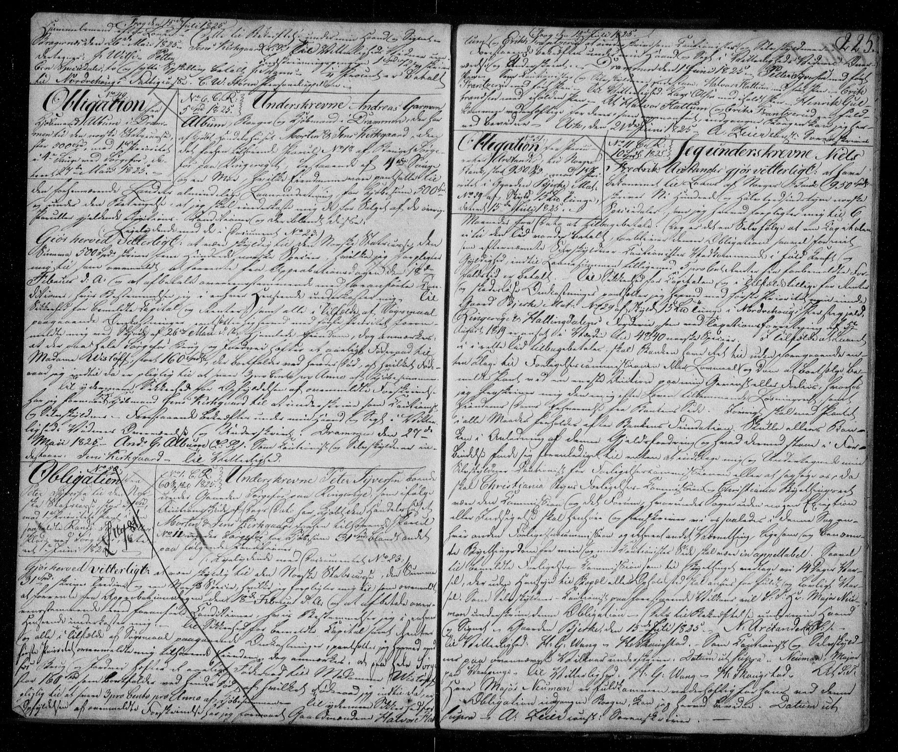 Ringerike sorenskriveri, SAKO/A-105/G/Ga/Gaa/L0019: Pantebok nr. 19, 1821-1825, s. 225