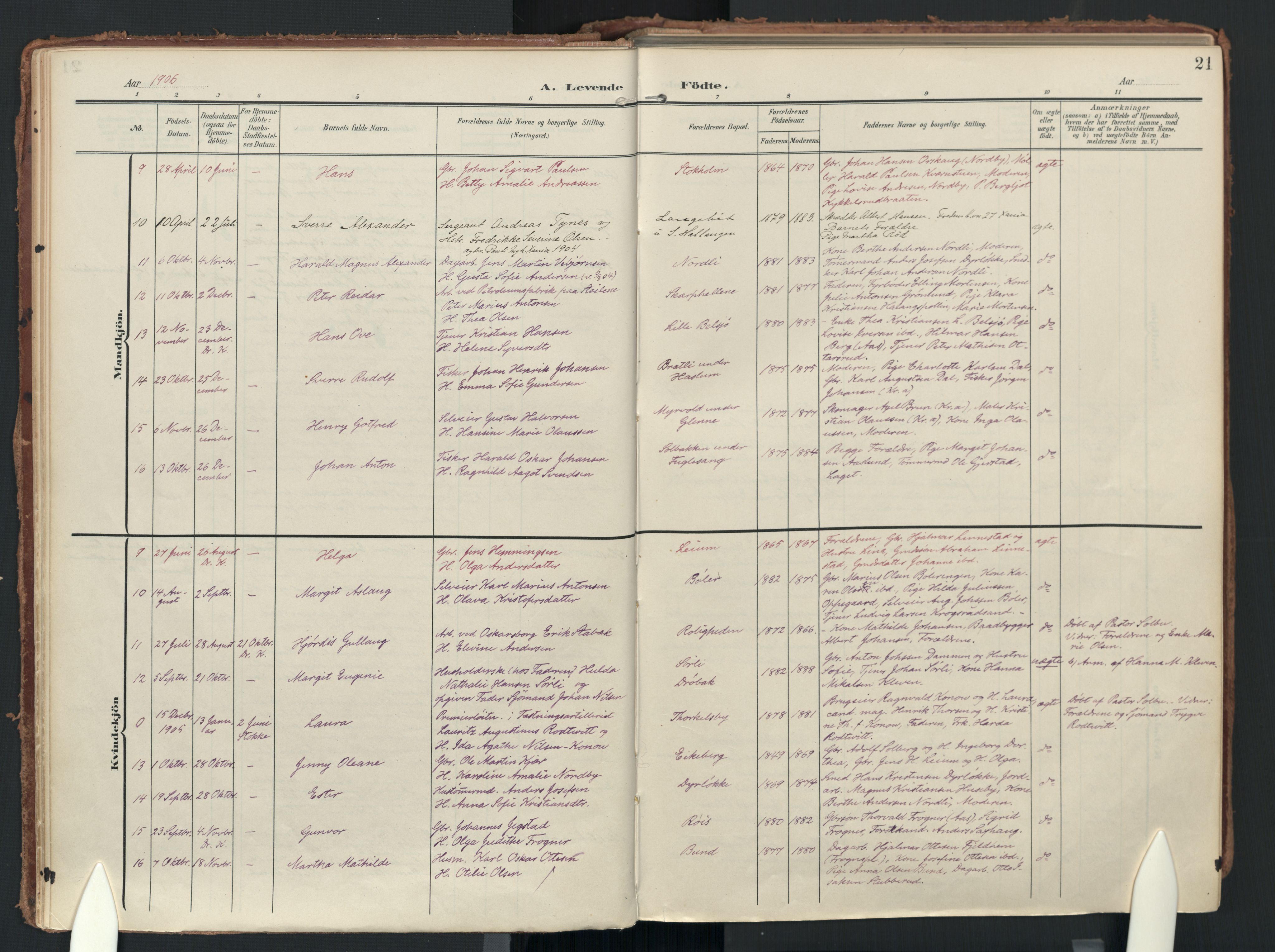 Drøbak prestekontor Kirkebøker, SAO/A-10142a/F/Fc/L0003: Ministerialbok nr. III 3, 1901-1920, s. 21