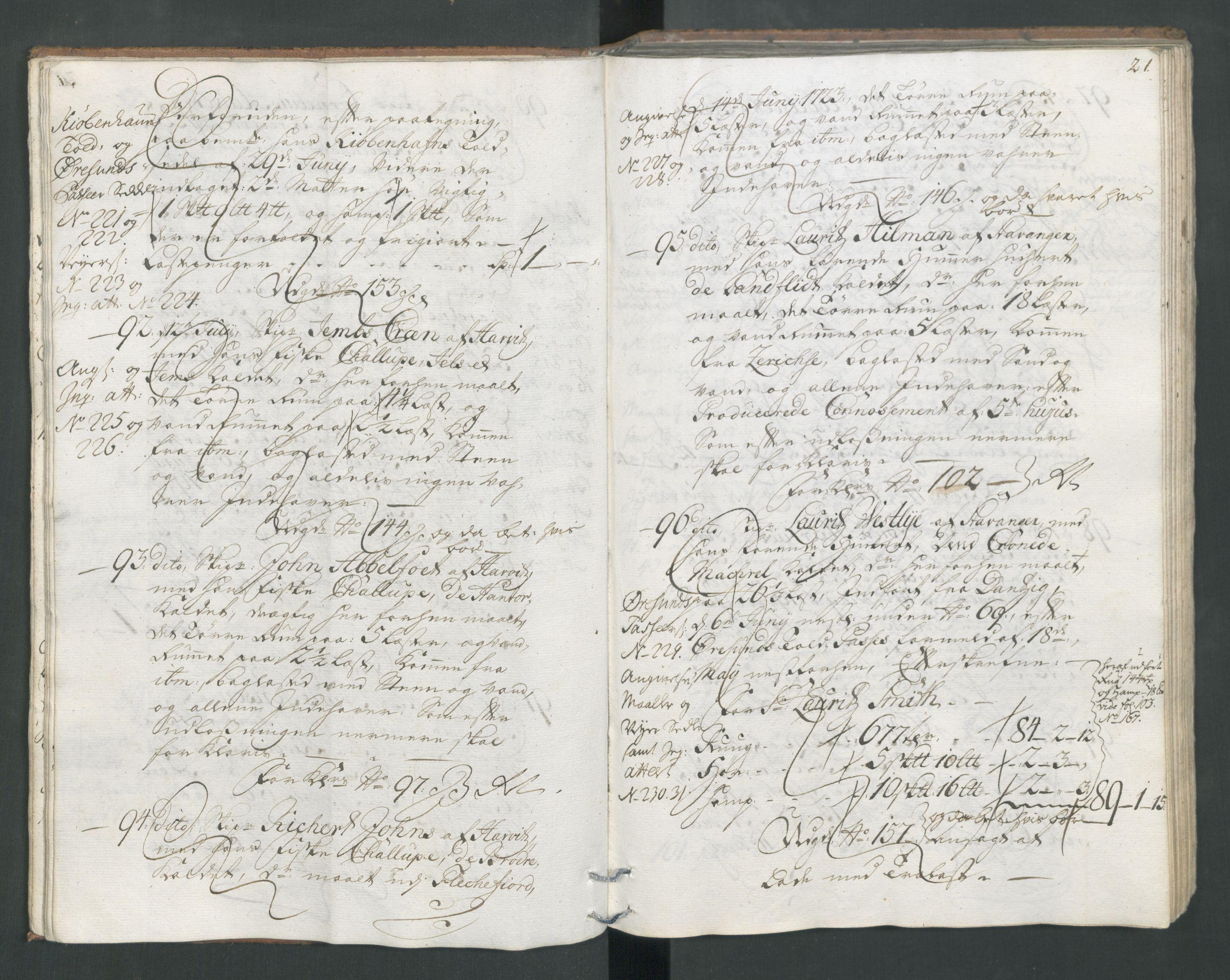 Generaltollkammeret, tollregnskaper, AV/RA-EA-5490/R22/L0011/0001: Tollregnskaper Stavanger / Hovedtollbok, 1731, s. 20b-21a