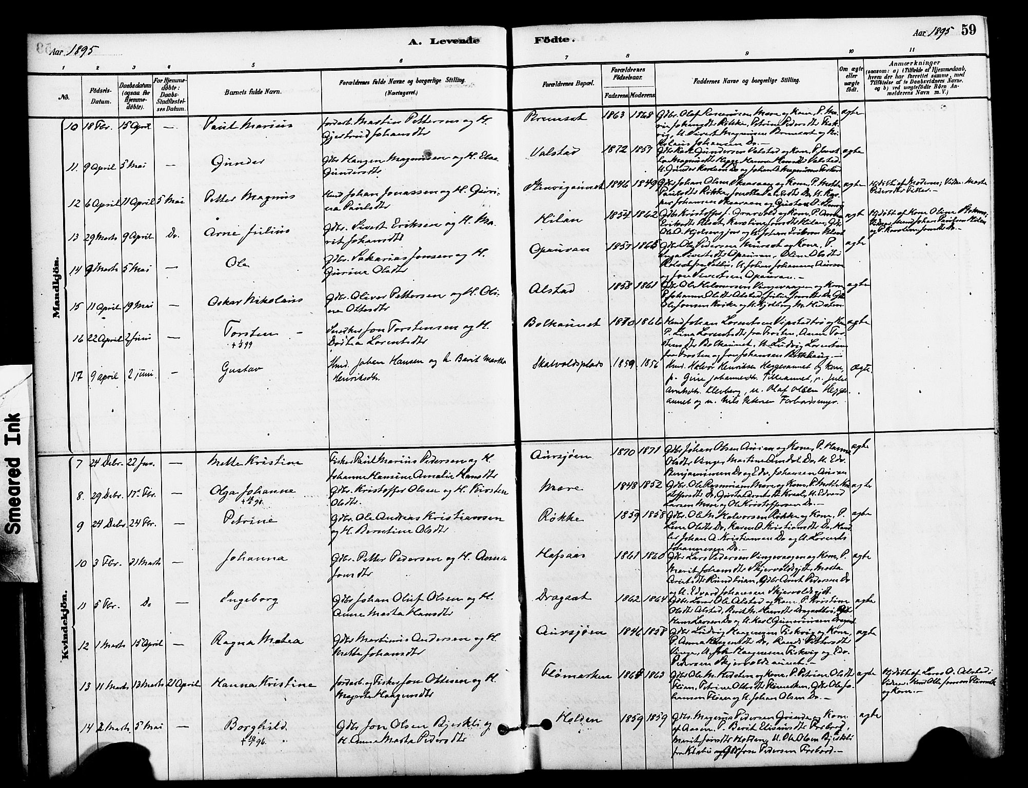 Ministerialprotokoller, klokkerbøker og fødselsregistre - Nord-Trøndelag, SAT/A-1458/712/L0100: Ministerialbok nr. 712A01, 1880-1900, s. 59