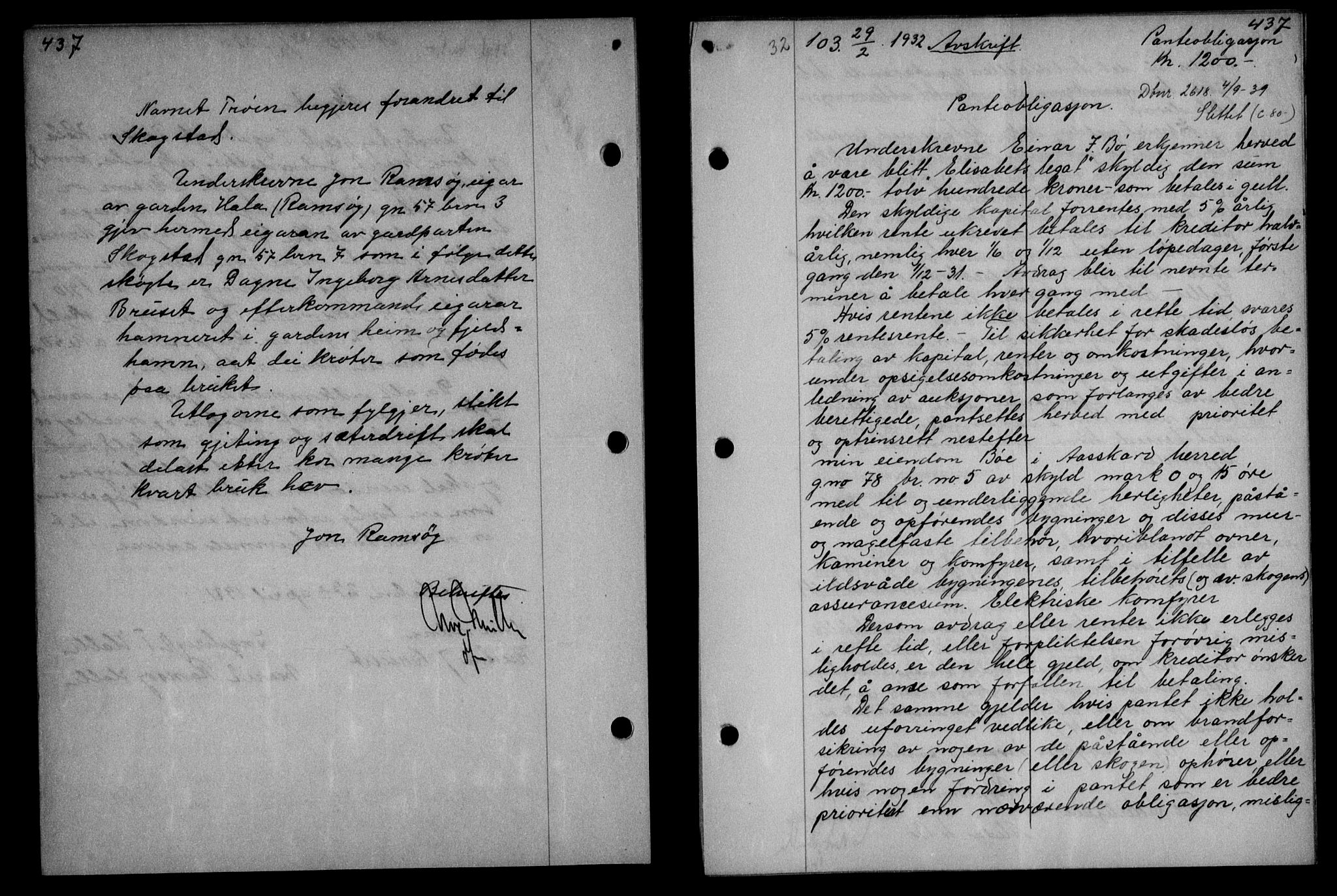 Nordmøre sorenskriveri, AV/SAT-A-4132/1/2/2Ca: Pantebok nr. 64, 1931-1932, Tingl.dato: 29.02.1932