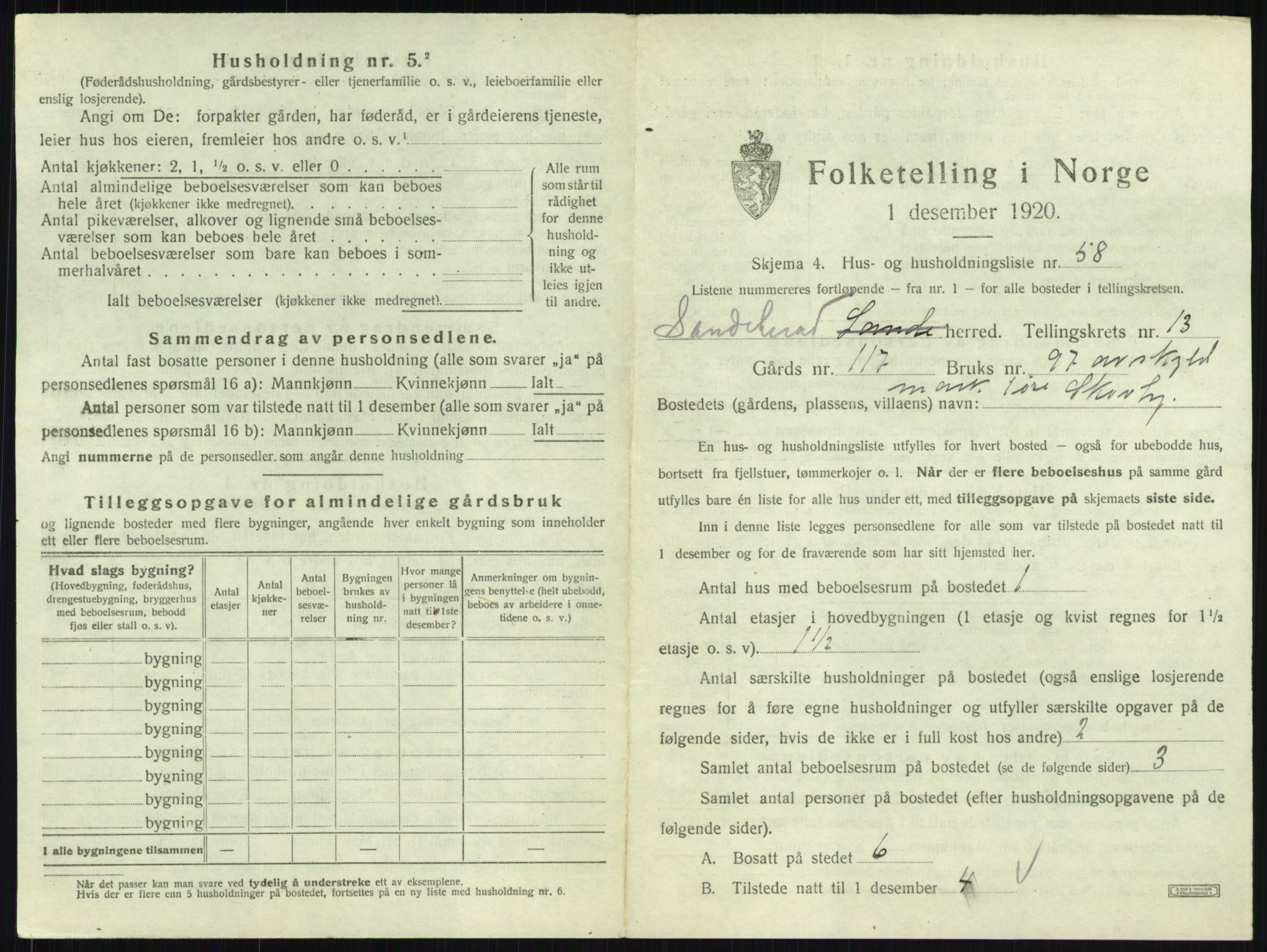 SAKO, Folketelling 1920 for 0724 Sandeherred herred, 1920, s. 2851
