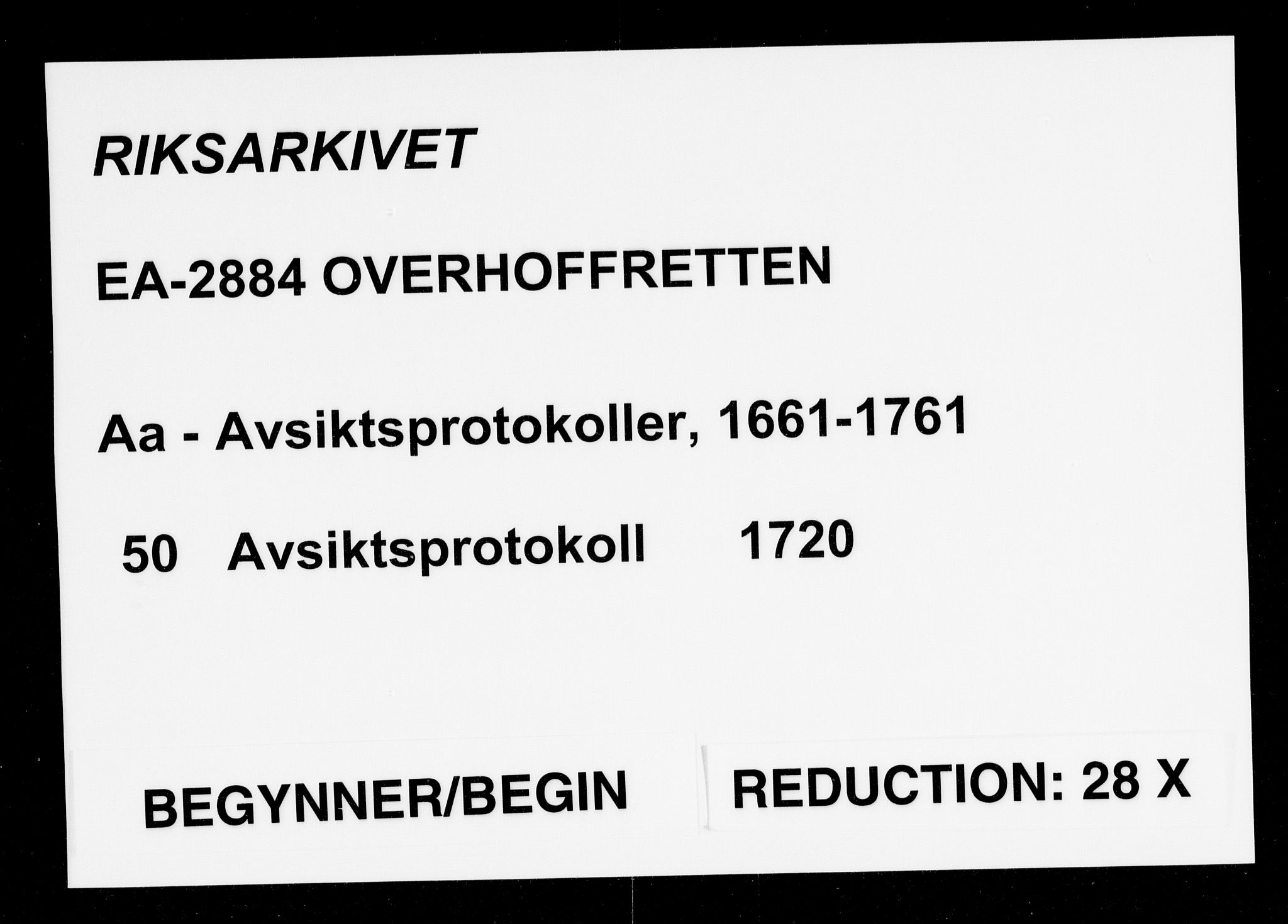 Overhoffretten 1667-1797, RA/EA-2884/Aa/L0050: Avsiktsprotokoll, 1720