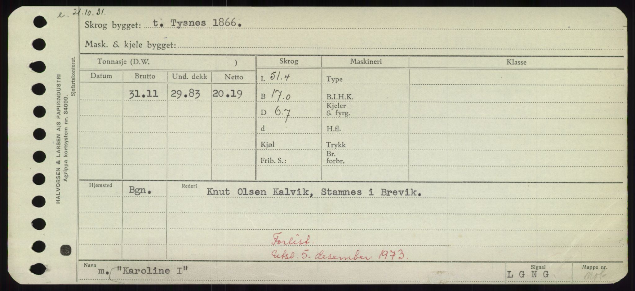 Sjøfartsdirektoratet med forløpere, Skipsmålingen, RA/S-1627/H/Hd/L0020: Fartøy, K-Kon, s. 151