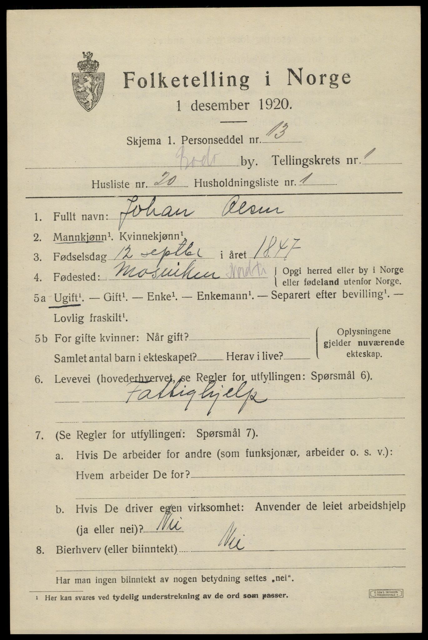 SAT, Folketelling 1920 for 1804 Bodø kjøpstad, 1920, s. 3669