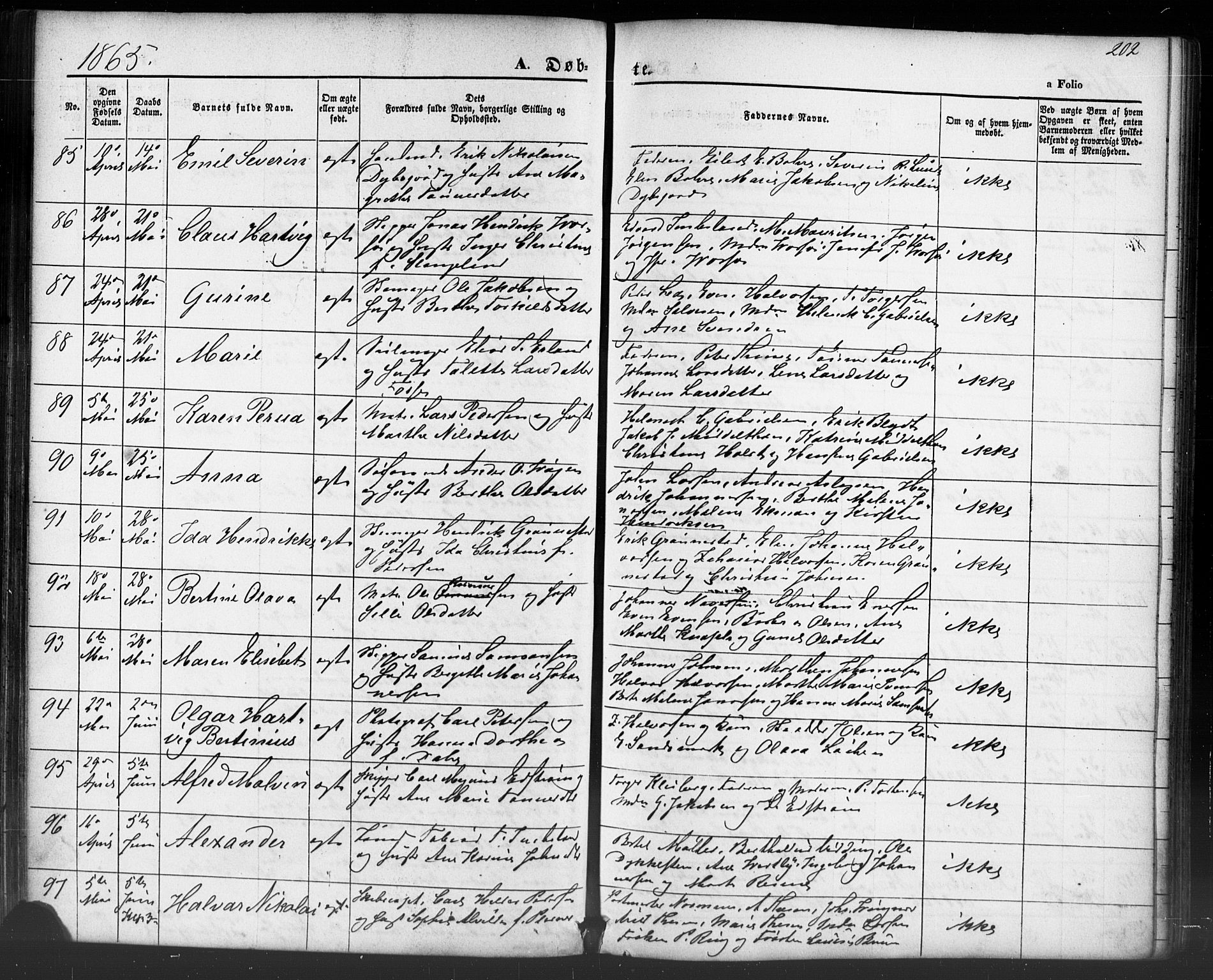Domkirken sokneprestkontor, AV/SAST-A-101812/001/30/30BB/L0012: Klokkerbok nr. B 12, 1860-1871, s. 202