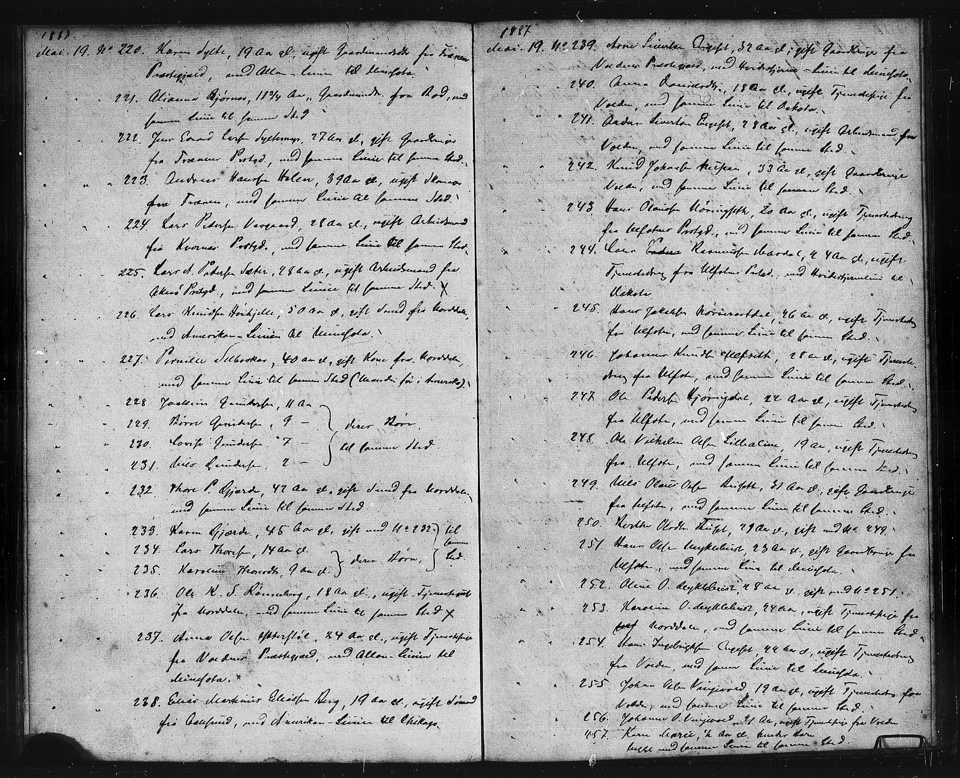 Sunnmøre politikammer, AV/SAT-A-1864/1/34/L0001/0002: Pass- og emigrantprotokoll / Emigranter, 1887-1888