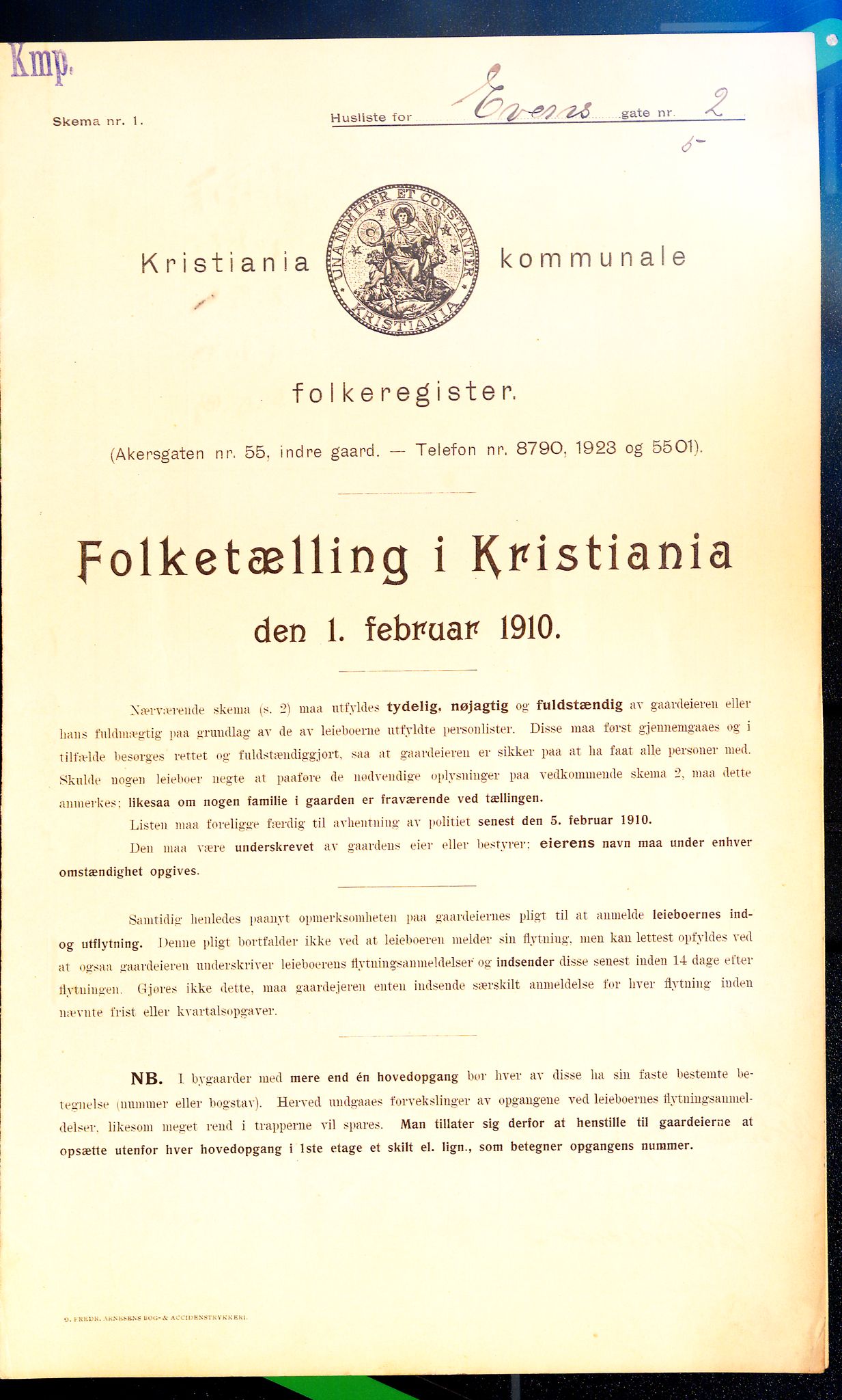 OBA, Kommunal folketelling 1.2.1910 for Kristiania, 1910, s. 21508